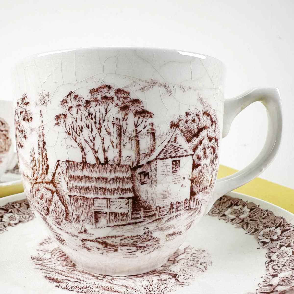 Pair Of Mugs With Saucer Wh Grindley Staffordshire England photo furniture