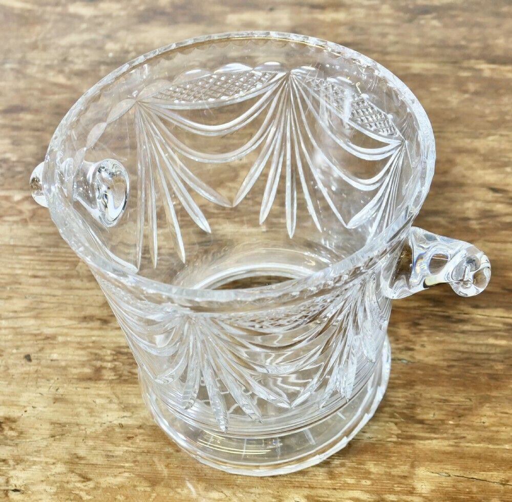 Large French Art Deco Hand Blown Cut Crystal Champaign Ice Bucket, Wine Cooler photo for sale