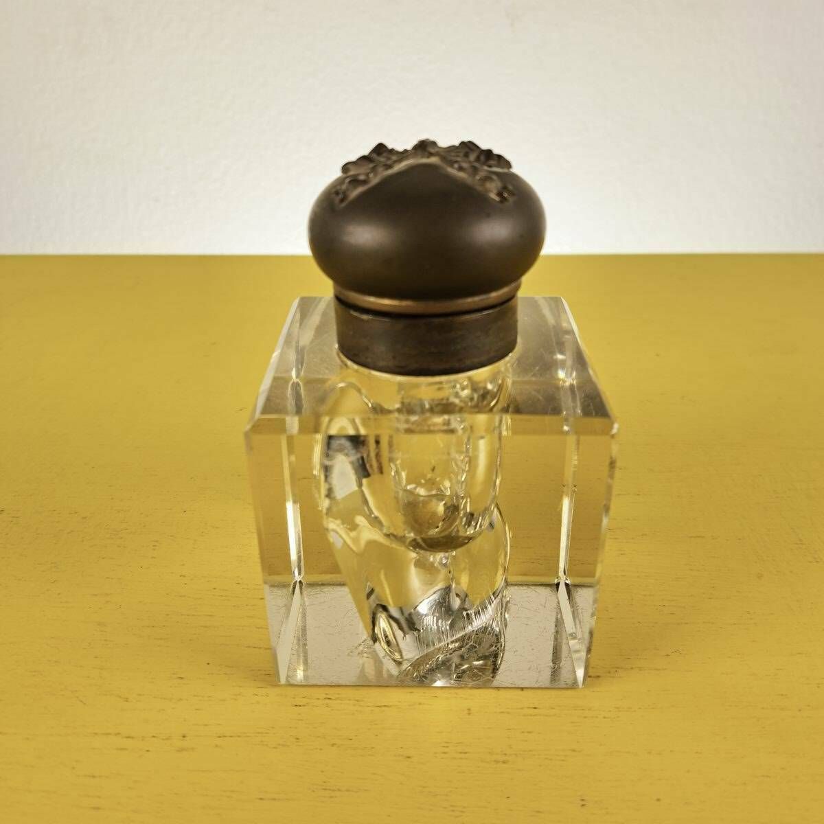 Early 1900s Glass And Metal Inkwell