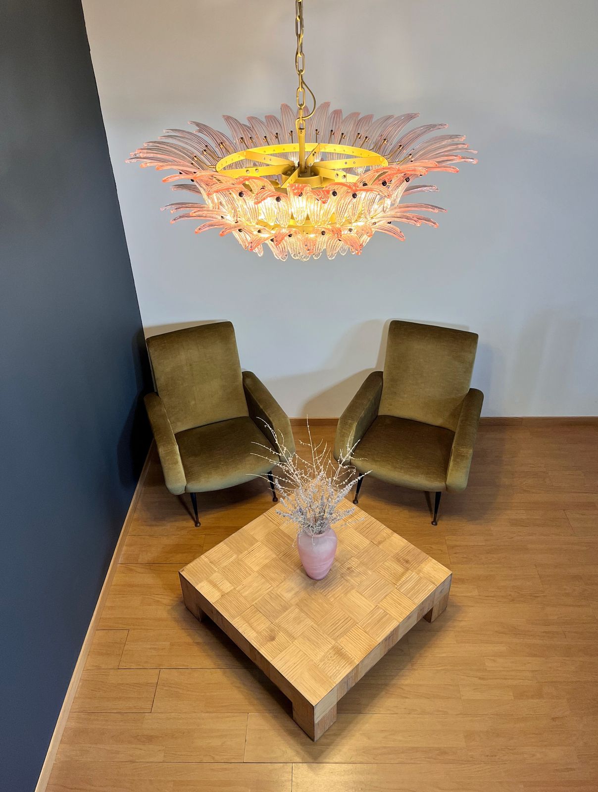 2015.0 Murano Chandelier Original Palmette, Two Levels, 82 Pink Glasses photo