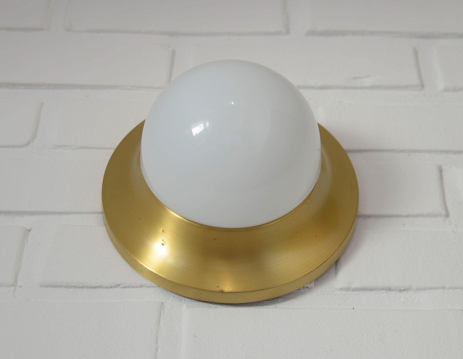 Wall Lamps / Set Of 3 / Mushroom Lamp / Vintage Brass Sconces / Space Age Style / Ceiling Lights / Mid Century Modern / 1980s / Flush Mount photo furniture
