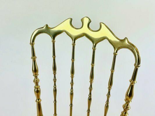 Mid Century Brass Chiavarine Chair Attributed To Giuseppe Gaetano Descalzi For Chiavari, 1960s photo for sale