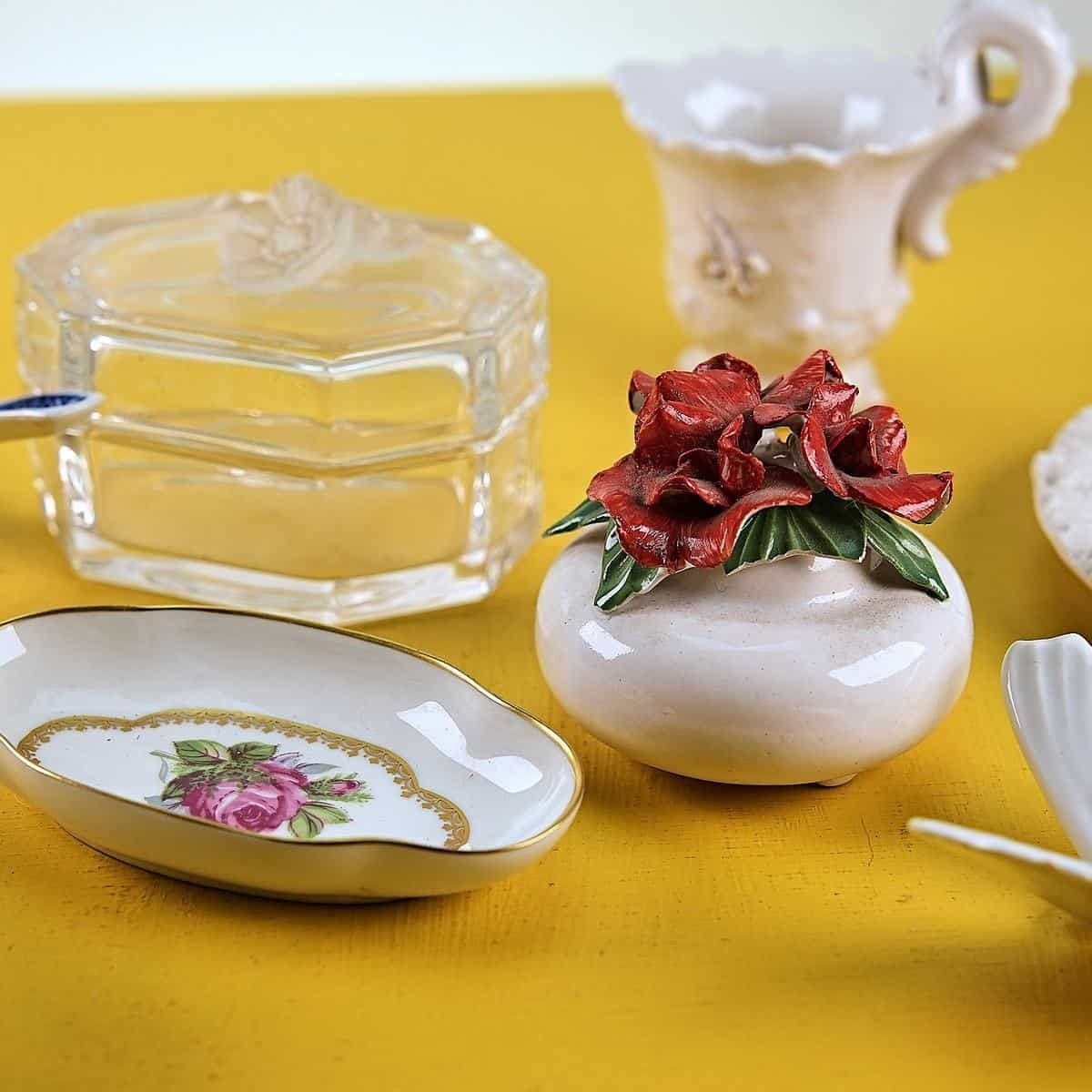 Lot Of Vintage Glass And Ceramic Items, 9 Pieces photo for sale