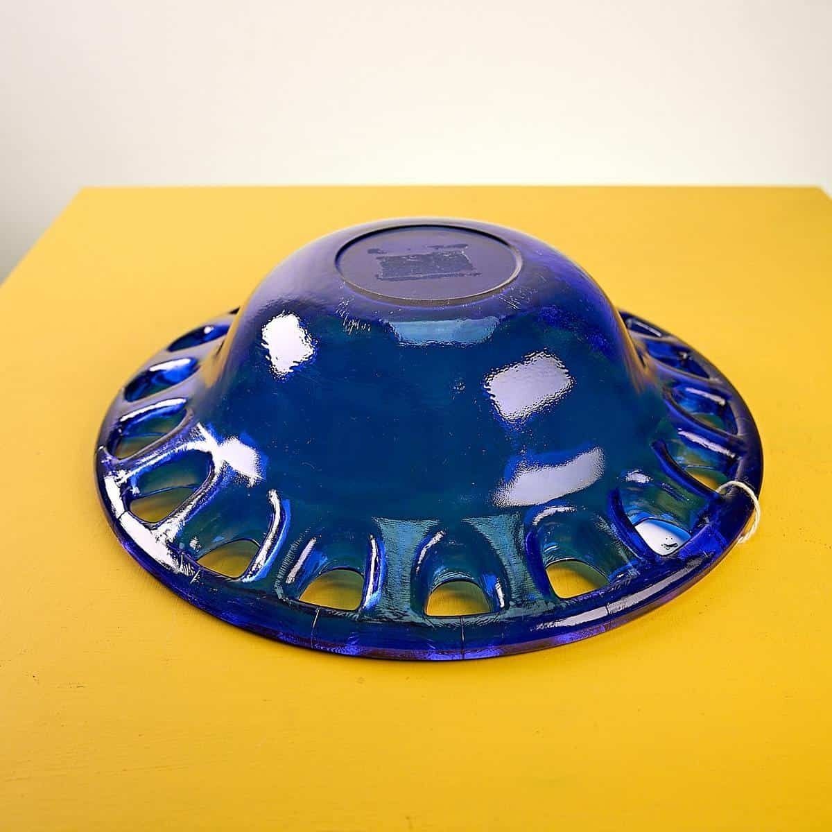 Vintage Cobalt Blue Glass Centerpiece photo vinterior