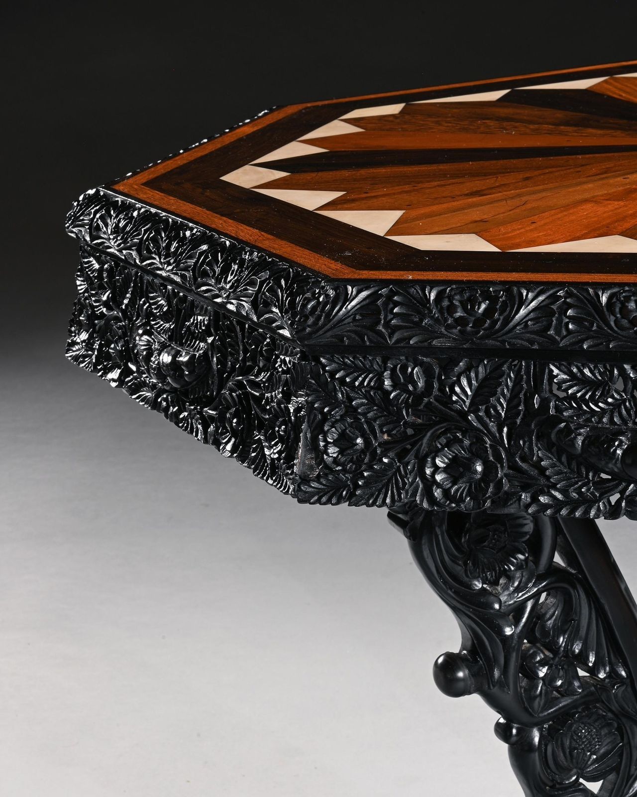 Ceylonese 19th Century Ebony And Specimen Wood Centre Table Galle District photo buy