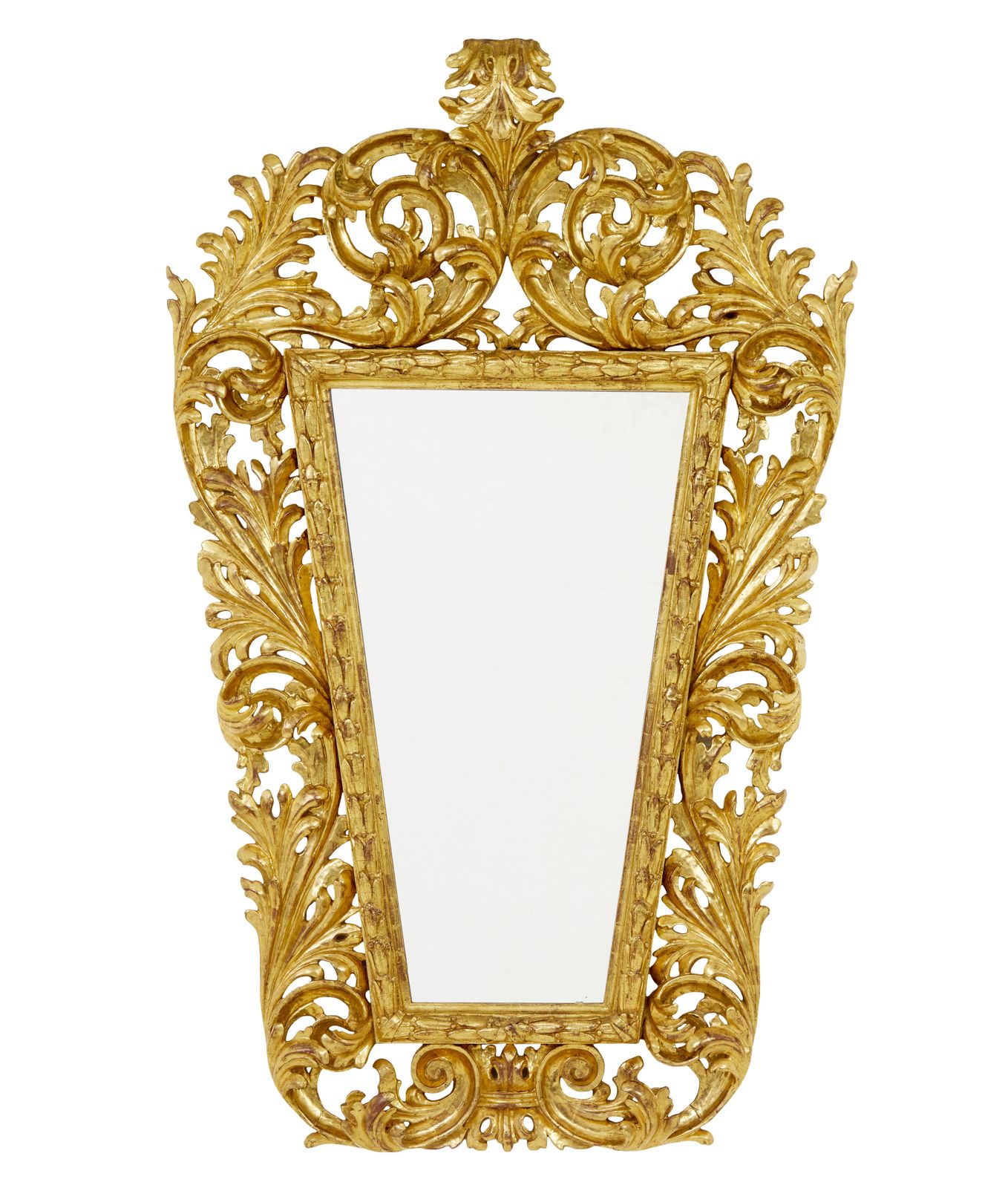 18th Century Carved Italian Rococo Giltwood Mirror