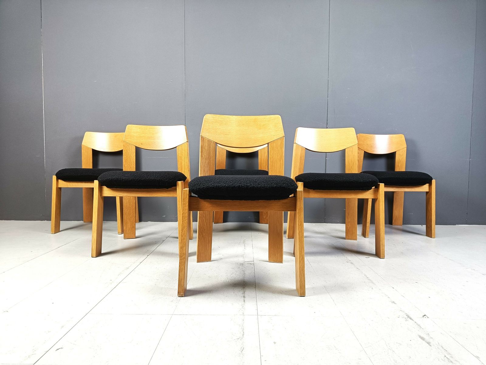 Set Of 6 Vintage Brutalist Dining Chairs, 1970s