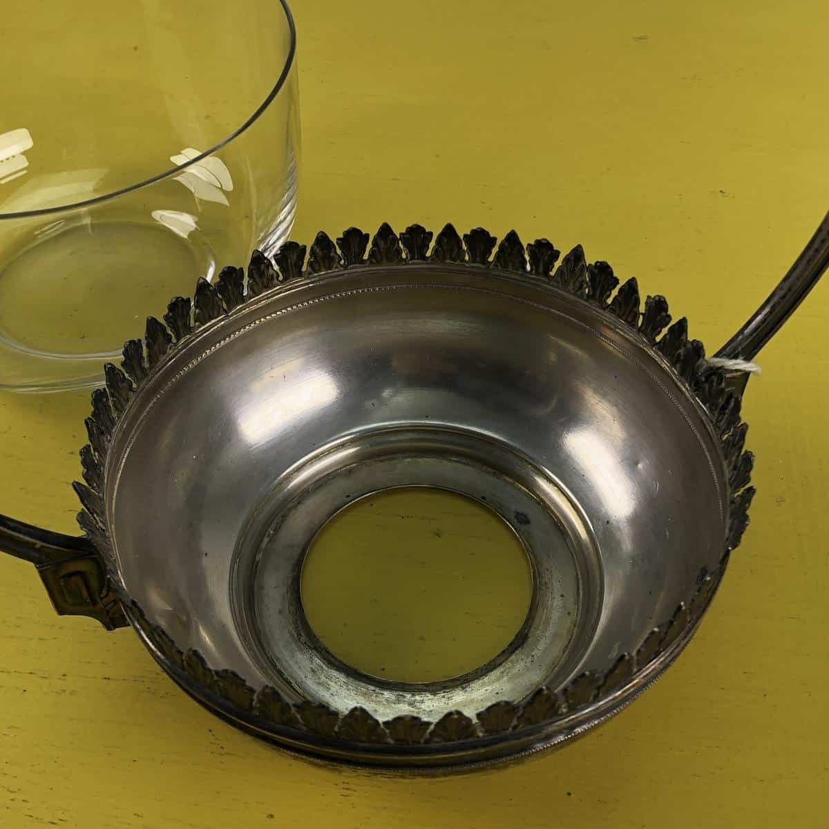 photo furniture Early 1900s Centerpiece Bucket In Glass And 800 Stamped Silver