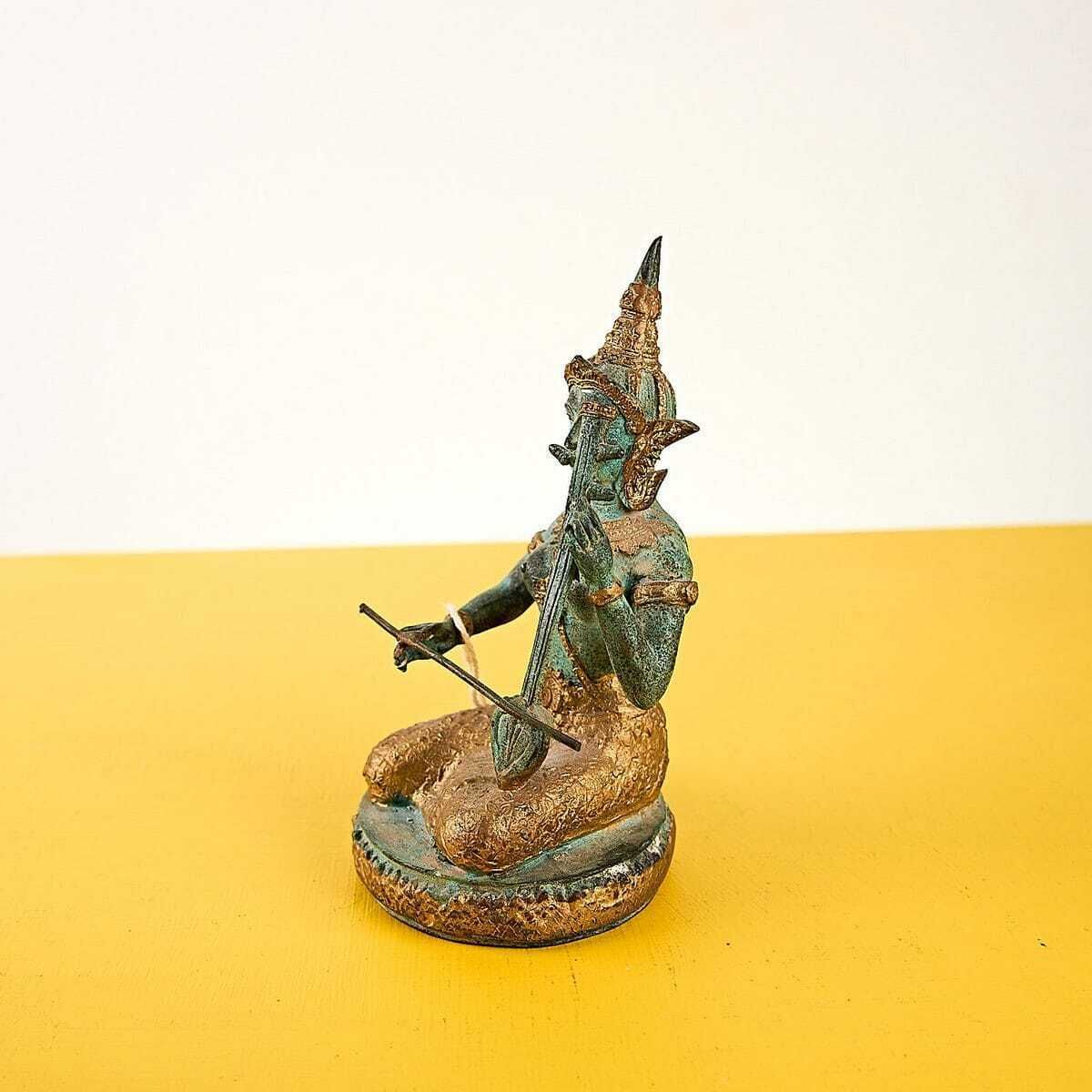 Ancient Bronze Statuette Musician Thailand