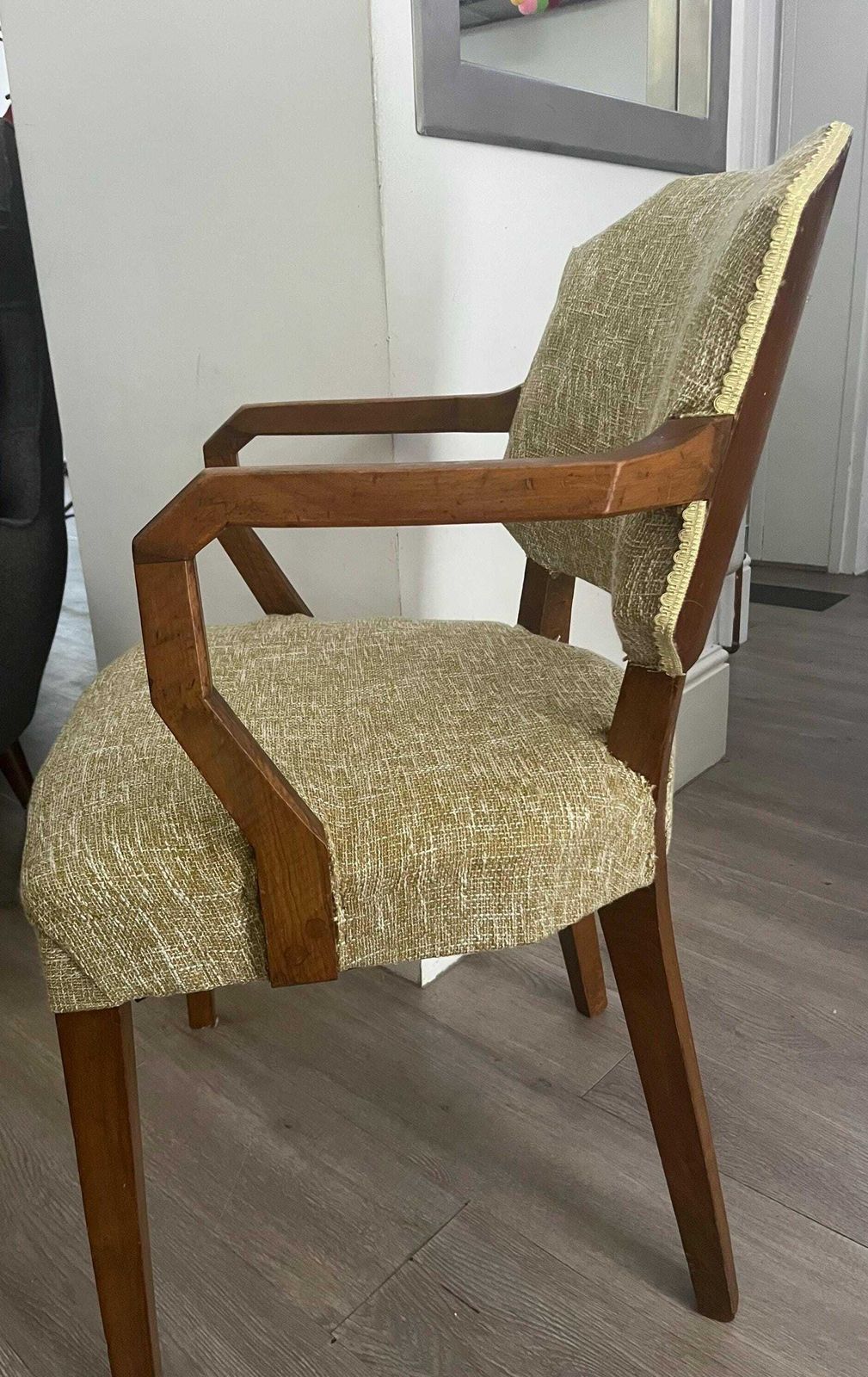 Oak Carver Chair, Upholstered Oak Carver, Art Deco Carver Chair photo 147.0