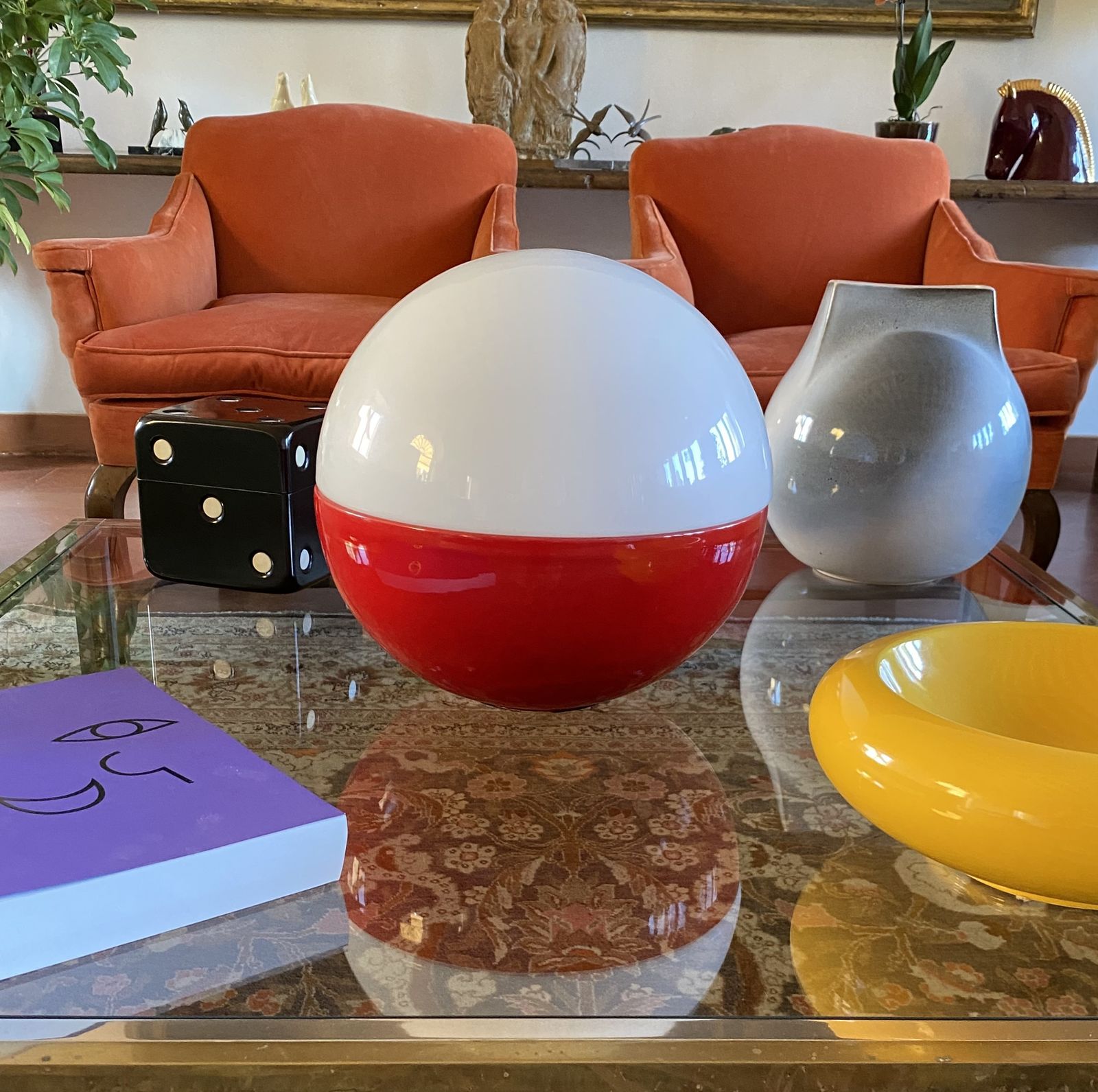 850.0 Space Age Ceramic And Glass Table Lamp, Alvino Bagni Italy 1970s photo