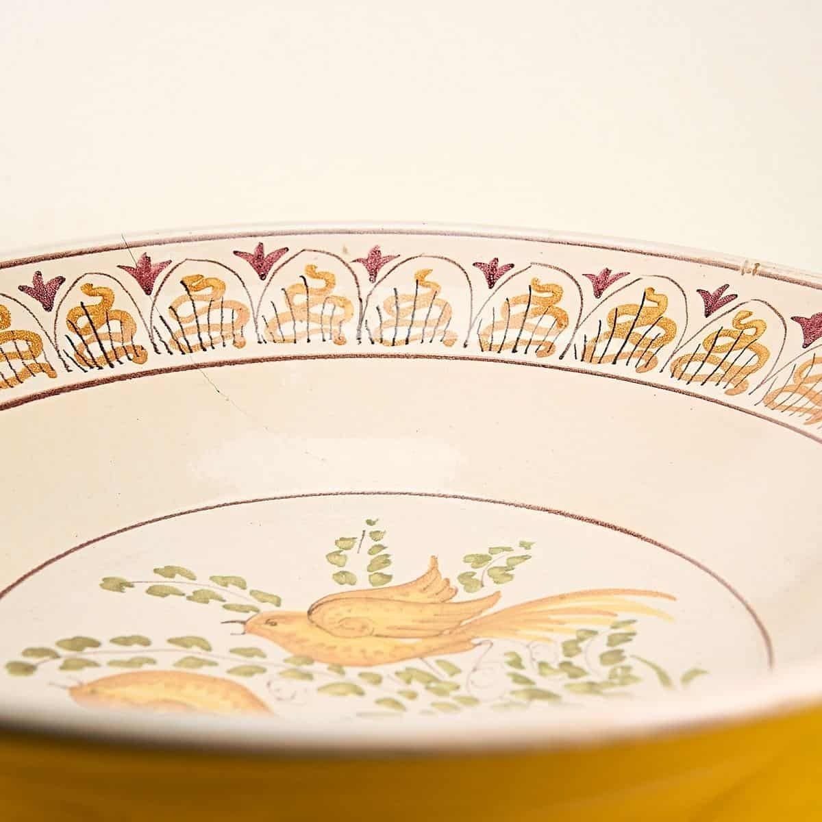 Large Glazed Terracotta Plate, Hand Painted G.Defazio 1990 photo furniture