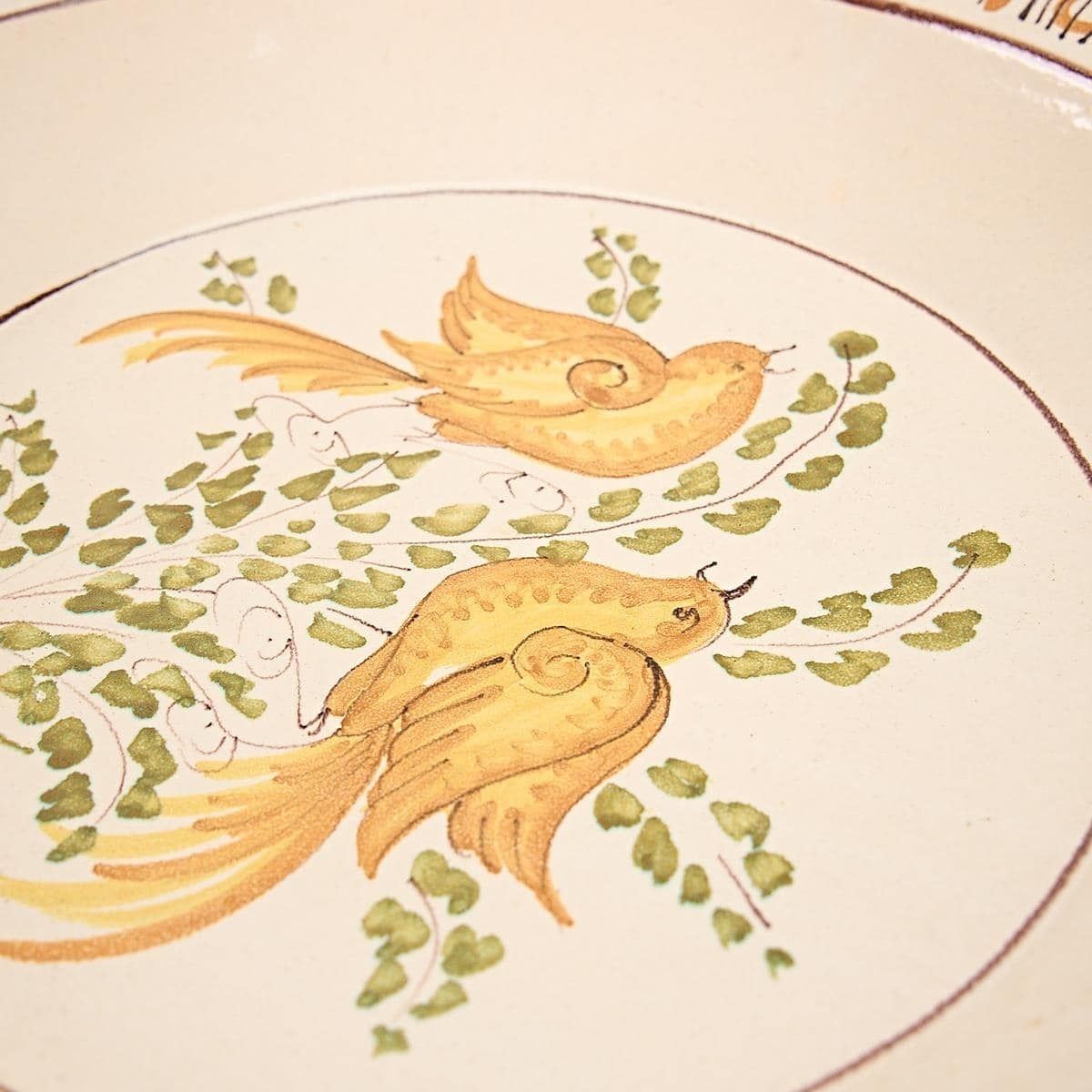 Large Glazed Terracotta Plate, Hand Painted G.Defazio 1990 photo 262.0