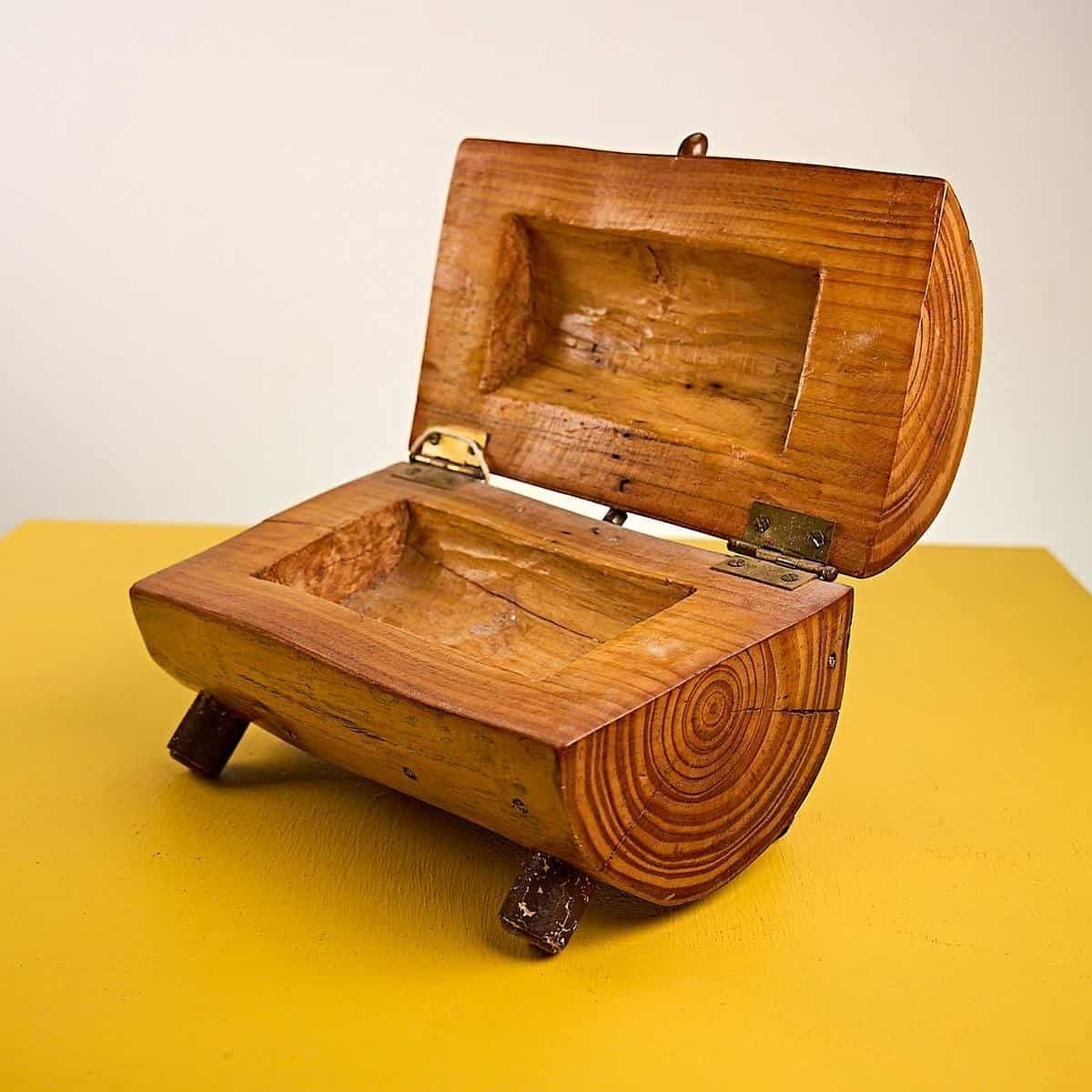 Vintage Wooden Box Made From A Trunk photo furniture