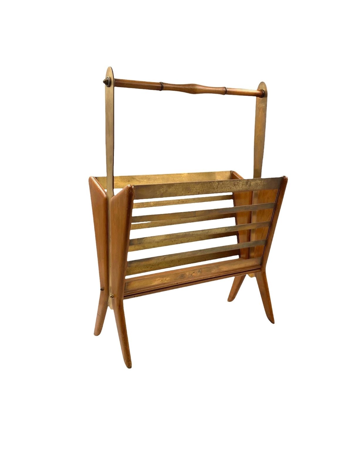 Mid Century Modern Brass Magazine Rack, Ico E Luisa Parisi  Italy 1950