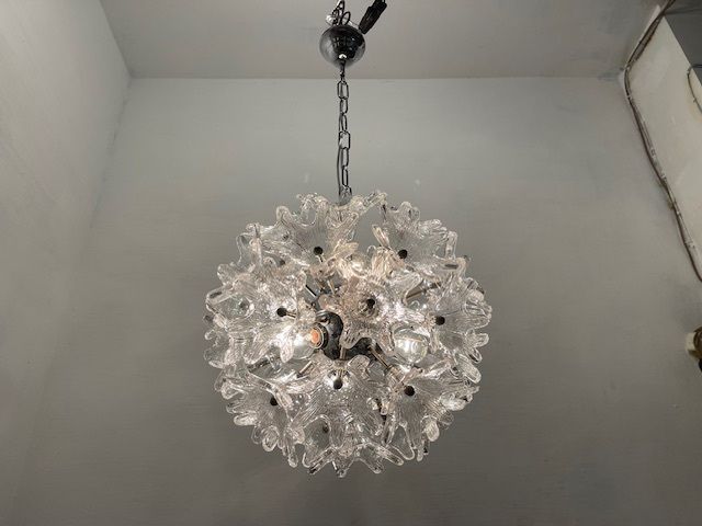 Esprit Murano Glass Flower Chandelier By Venini 1960’s photo 1200.0
