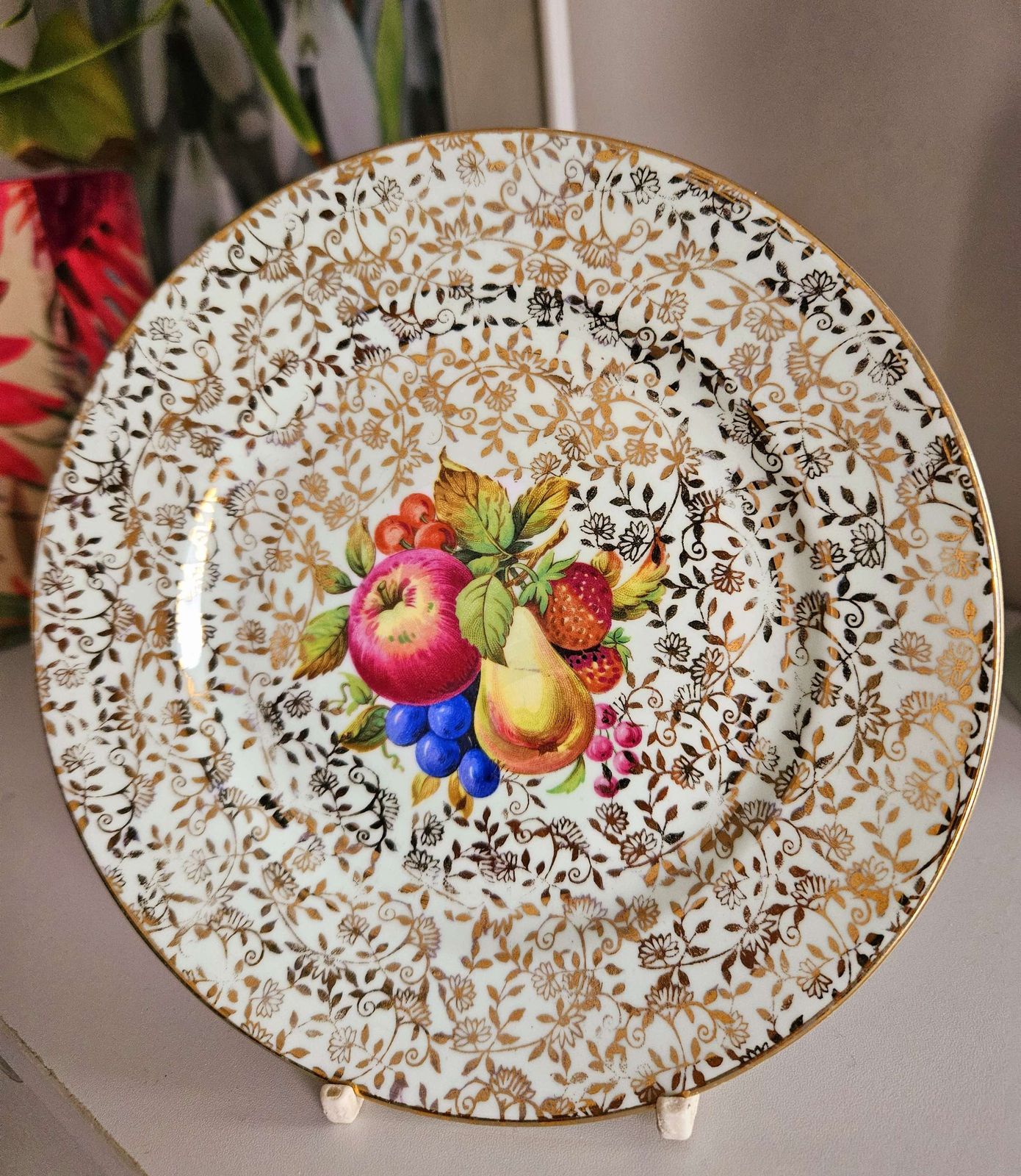 Set Of 4 1950's Imperial Bone China Tea Plates With 22 Kt Gold Decoration photo vintage