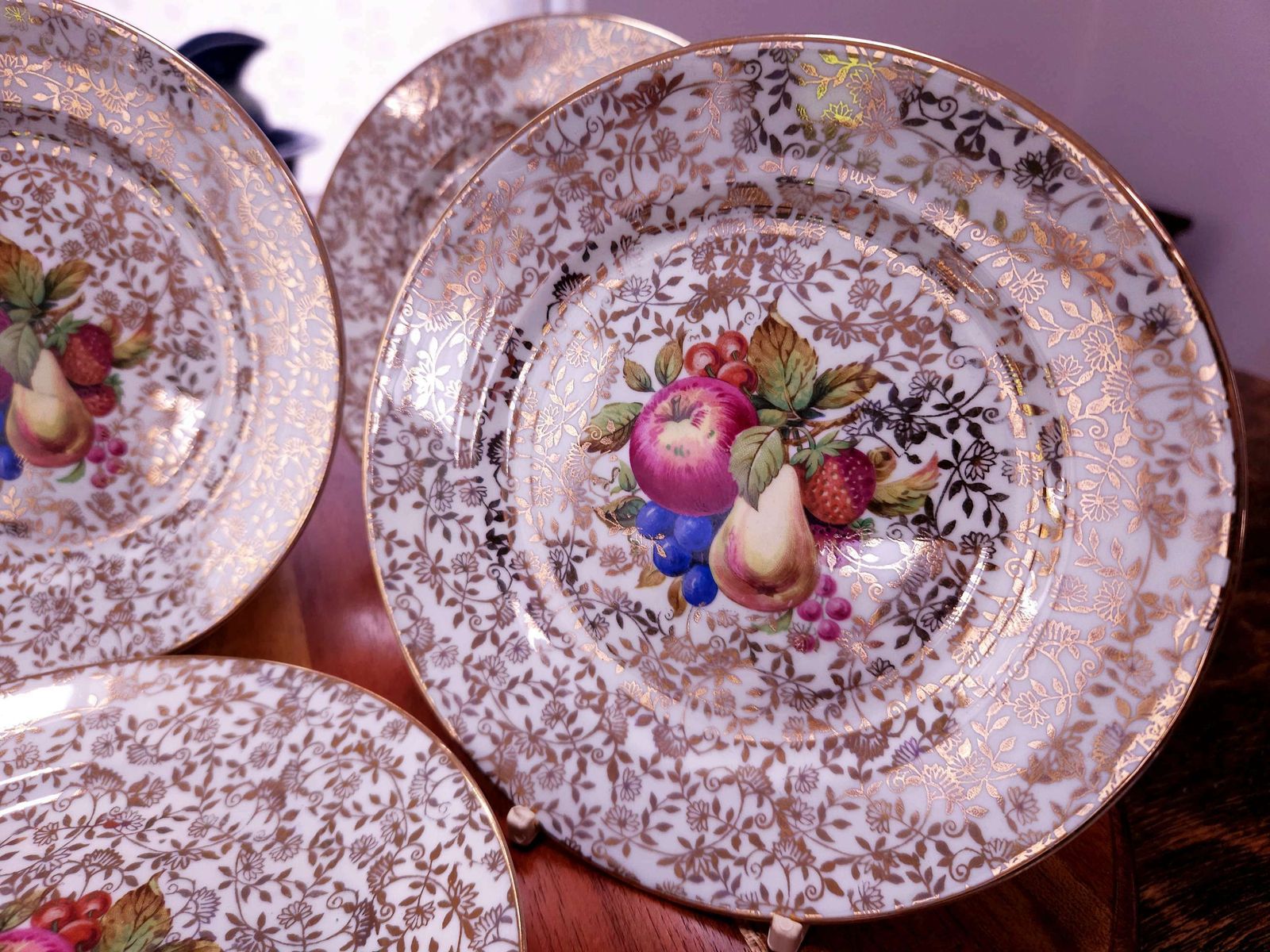 photo for sale Set Of 4 1950's Imperial Bone China Tea Plates With 22 Kt Gold Decoration