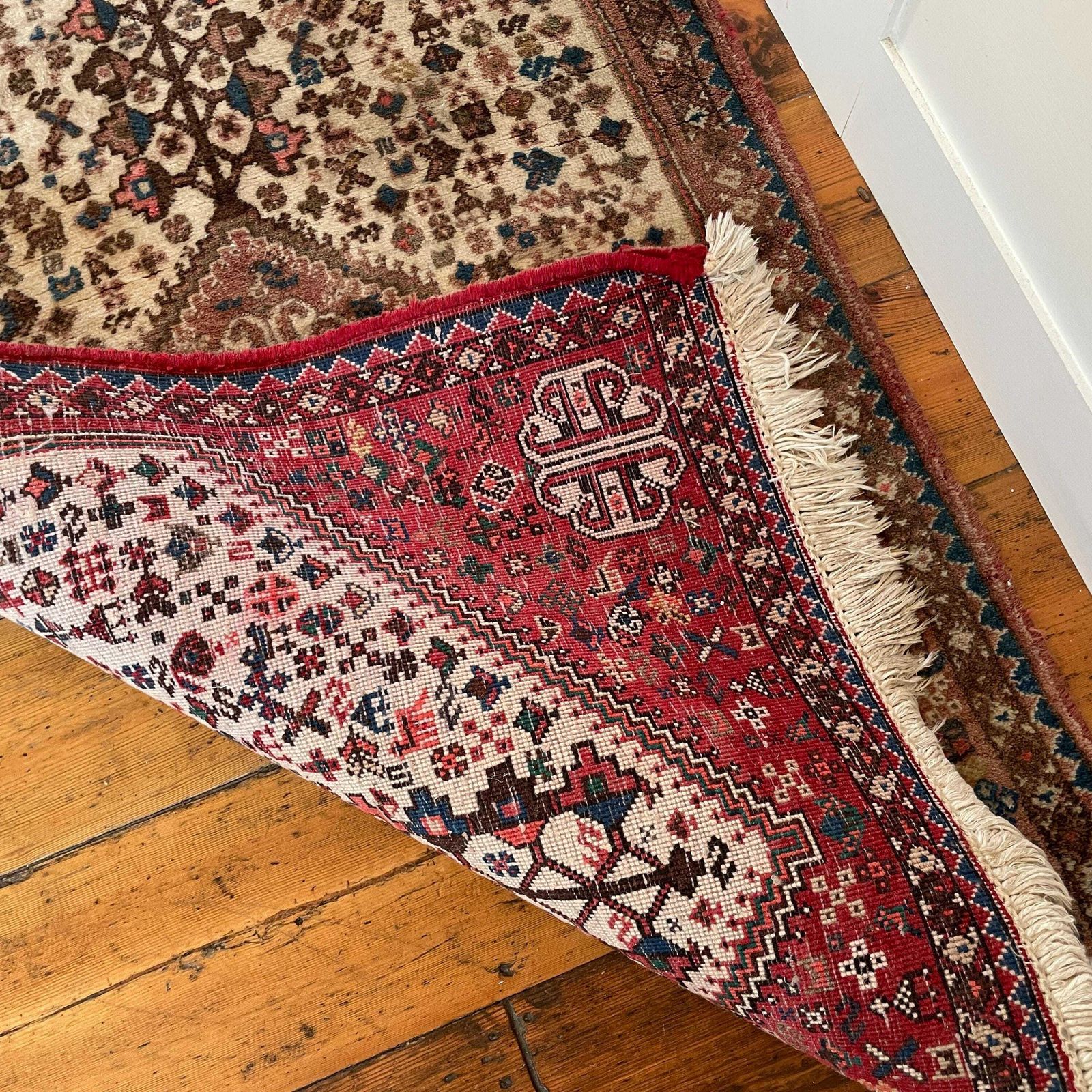 Antique Woven Rug Carpet Mat Rectangle Wool Vintage Pattern Woven Floor Mat Handmade Textile Patterned Pattern Earthy Tones photo vintage