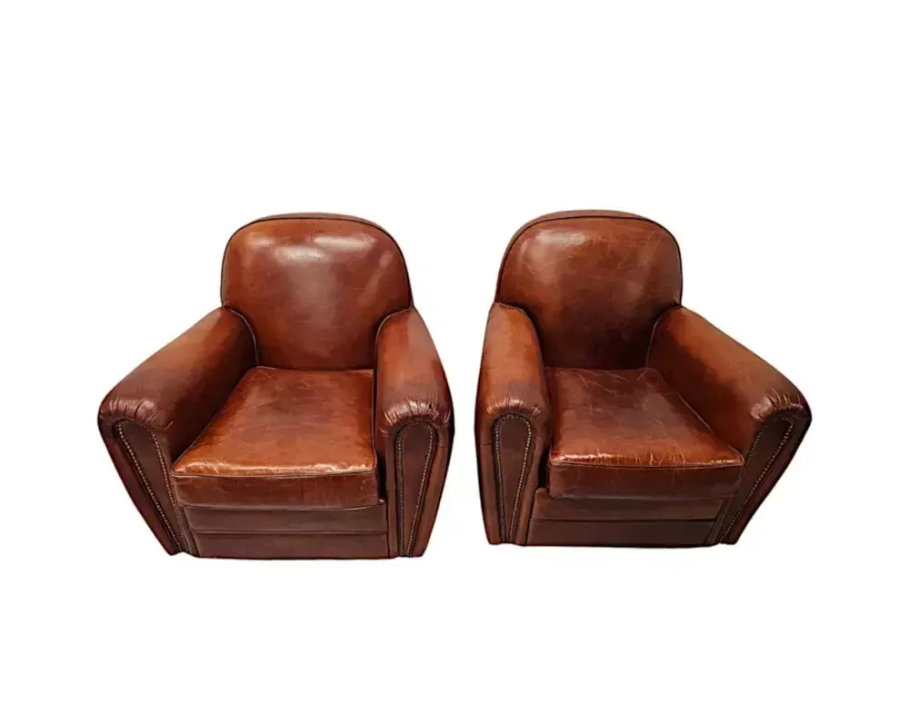 A Fabulous 1930's Design Leather Club Armchair photo for sale