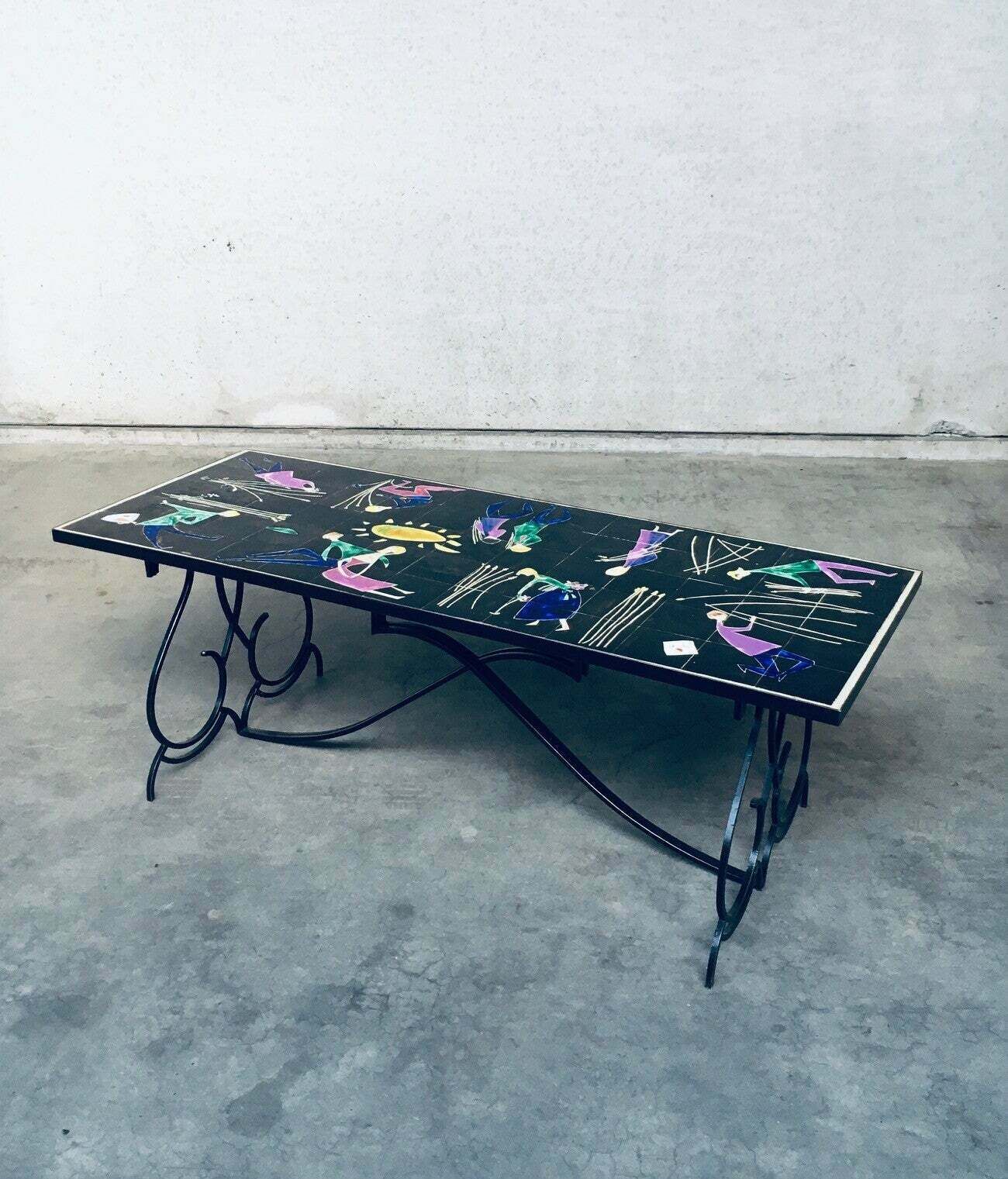 Rare Midcentury Artist Ceramic Dining Table By Snyers, Belgium 1950's photo Furniture