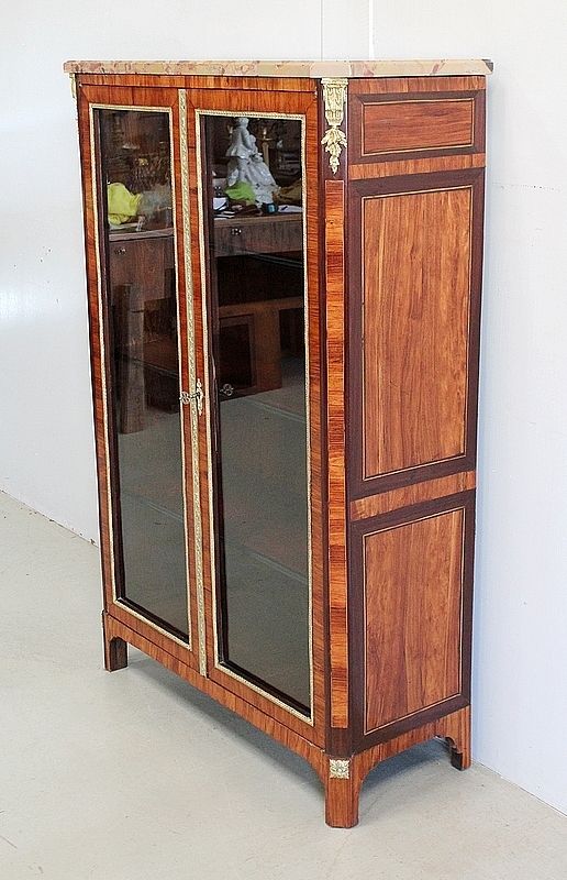 Small Display Cabinet In Blond Mahogany Veneer, Louis XVI Style – 19th Century photo for sale