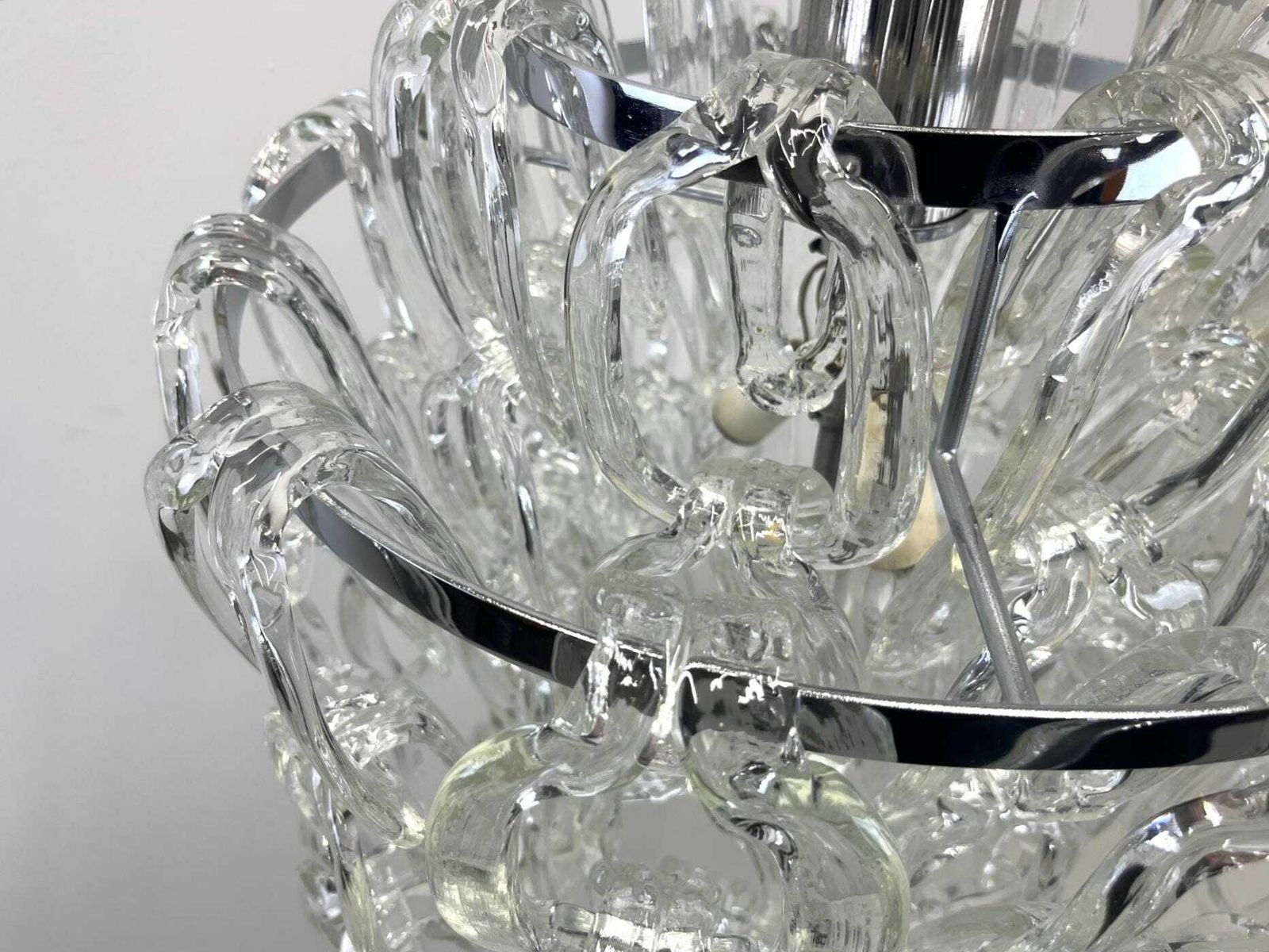 Mid Century Murano Vistosi Chandelier By Angelo Mangiarotti /Italy 60s / Modern Murano Light / Pop Art Chandelier / Murano Glass Lamp photo Lighting