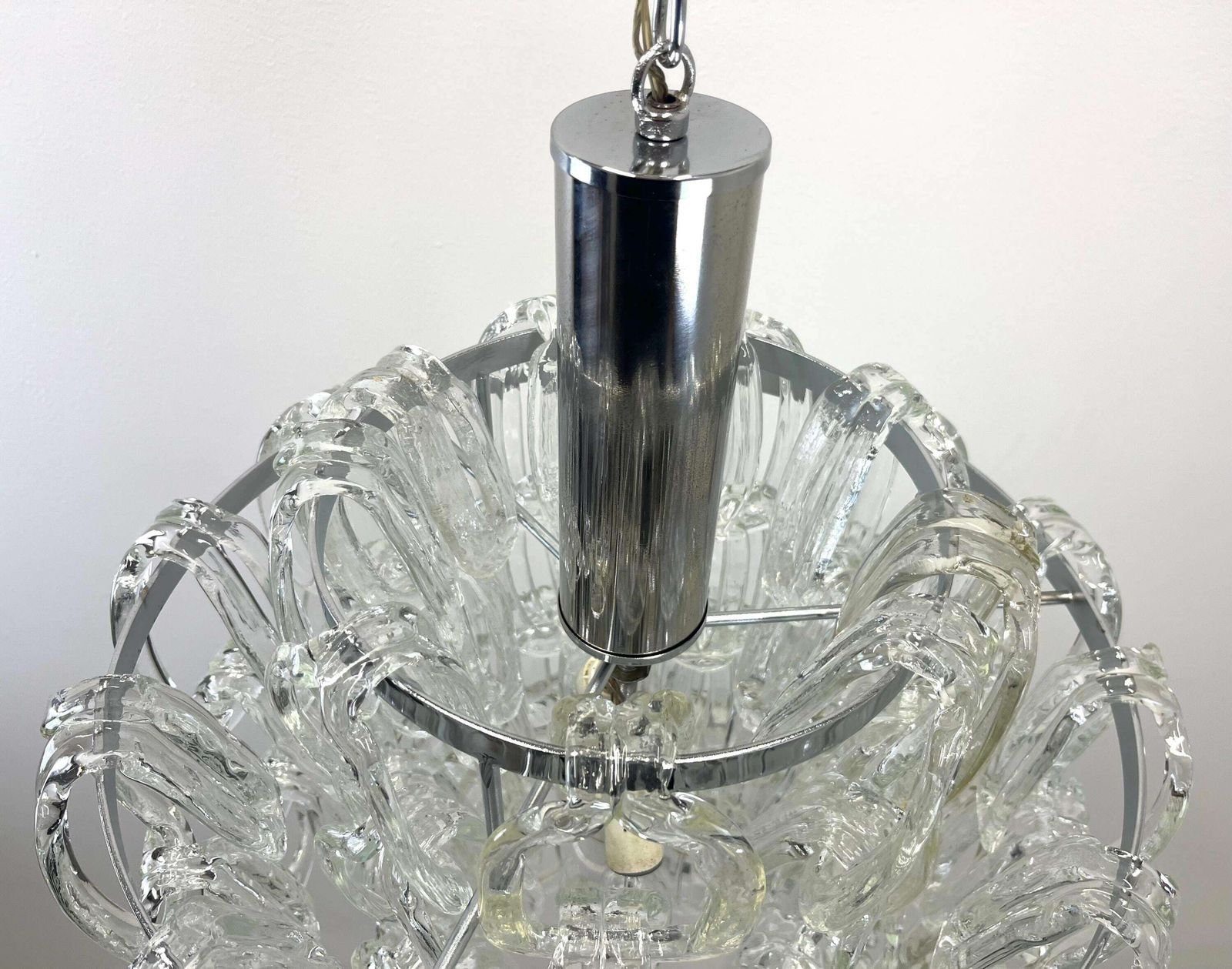 Mid Century Murano Vistosi Chandelier By Angelo Mangiarotti /Italy 60s / Modern Murano Light / Pop Art Chandelier / Murano Glass Lamp photo 2327.0