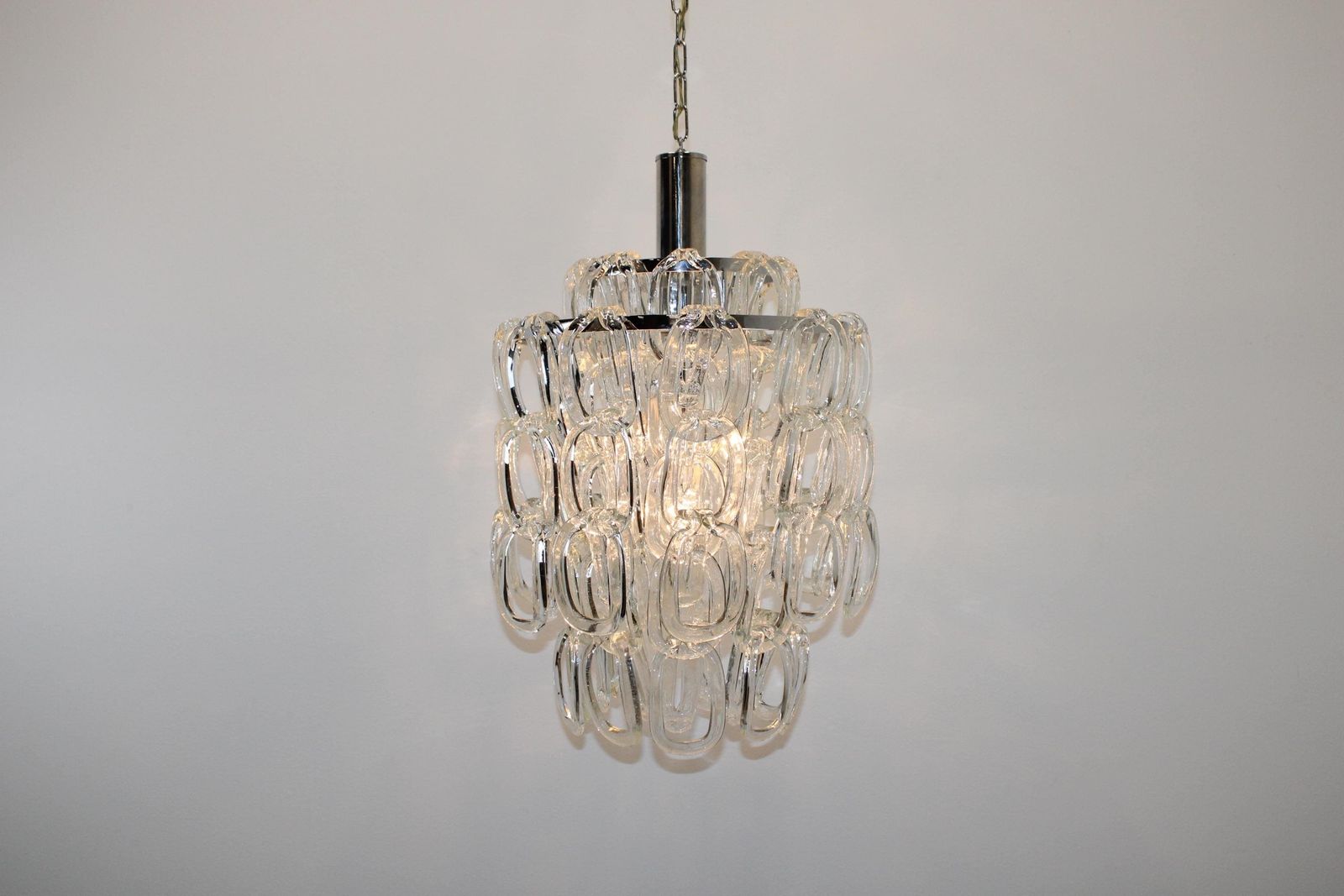 photo for sale Mid Century Murano Vistosi Chandelier By Angelo Mangiarotti /Italy 60s / Modern Murano Light / Pop Art Chandelier / Murano Glass Lamp
