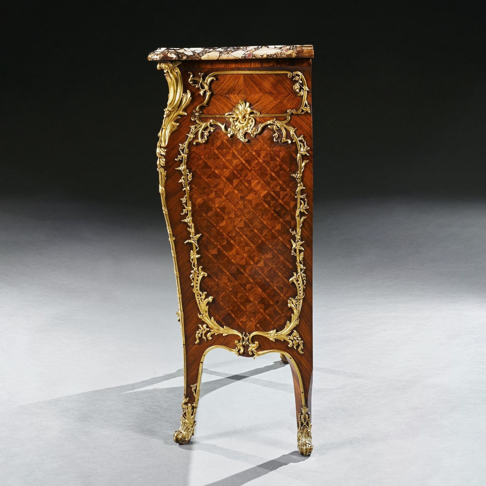 Pair Of Gilt Bronze Mounted 19th Century French Kingwood And Vernis Martin Petit Commodes photo vintage