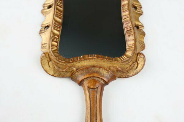 Handcrafted Wooden Hand Held Mirror, France, 1950s photo Home Decor