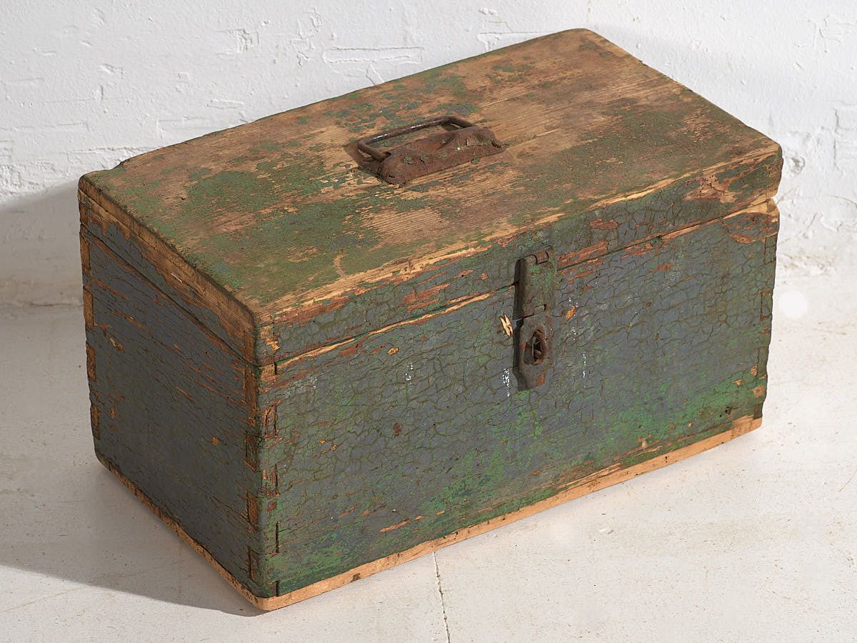 Antique Green Patina Military Box (C.1910) #67 photo furniture