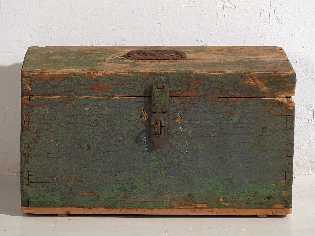 Antique Green Patina Military Box (C.1910) #67 photo vintage