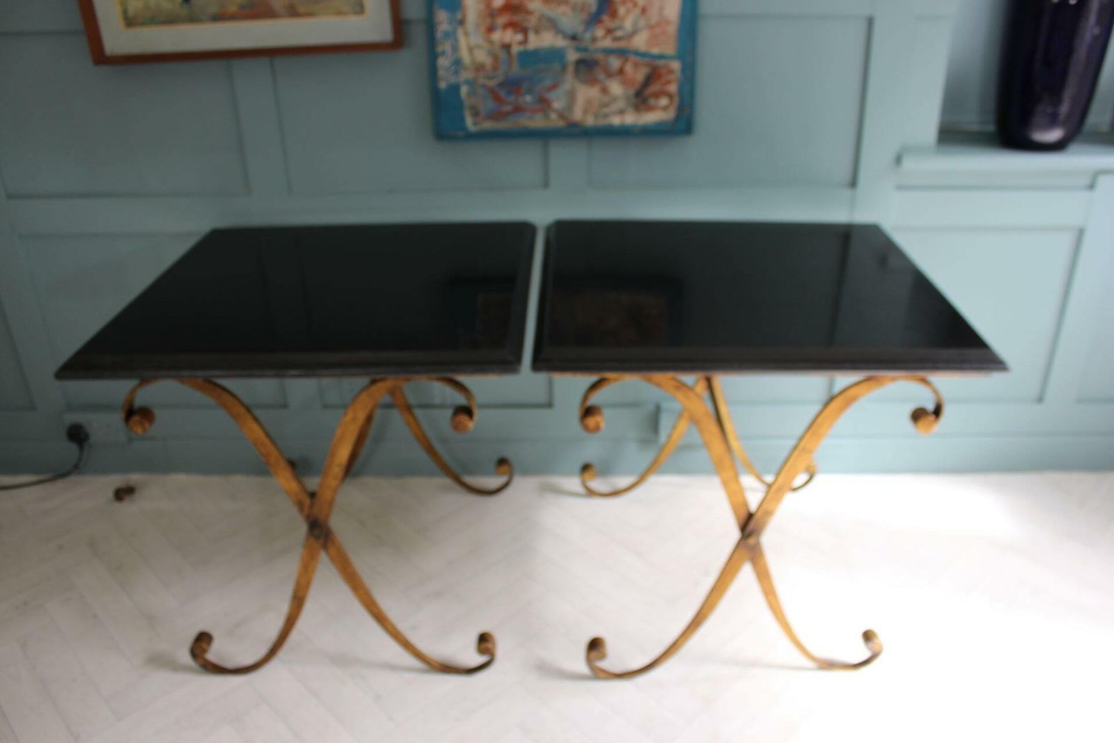 Pair Of Granite Gilt Metal Side Tables photo for sale