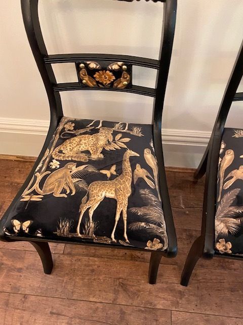 photo vintage Animal Print Velvet Dining Chairs   Set Of 4/6
