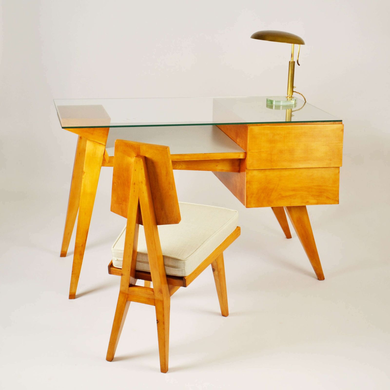 Italian 1950's Desk And Chair In The Manner Of Gio Ponti photo furniture
