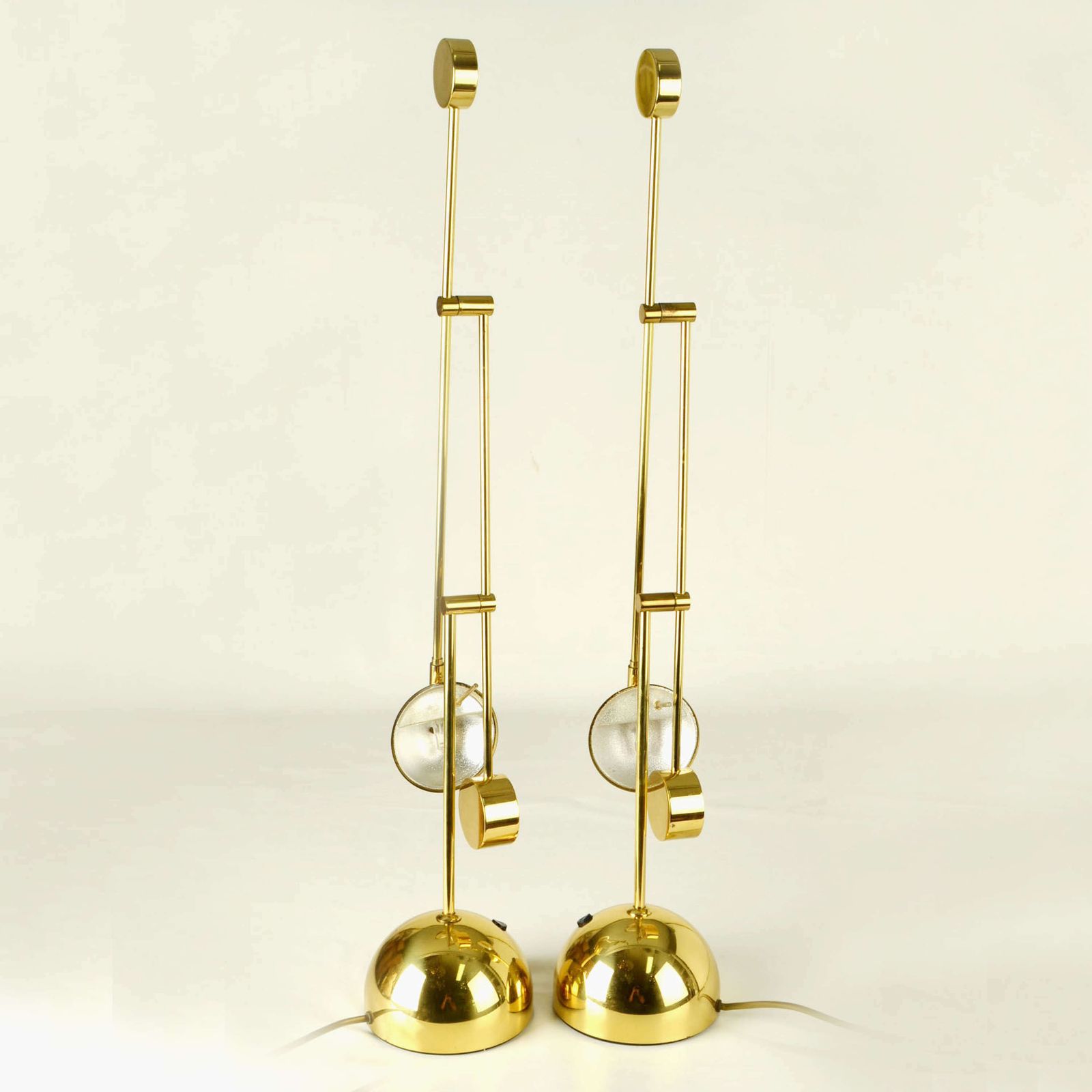 photo for sale Pair Of Counter Balance Table Lamps Minimalist In Brass 1970s