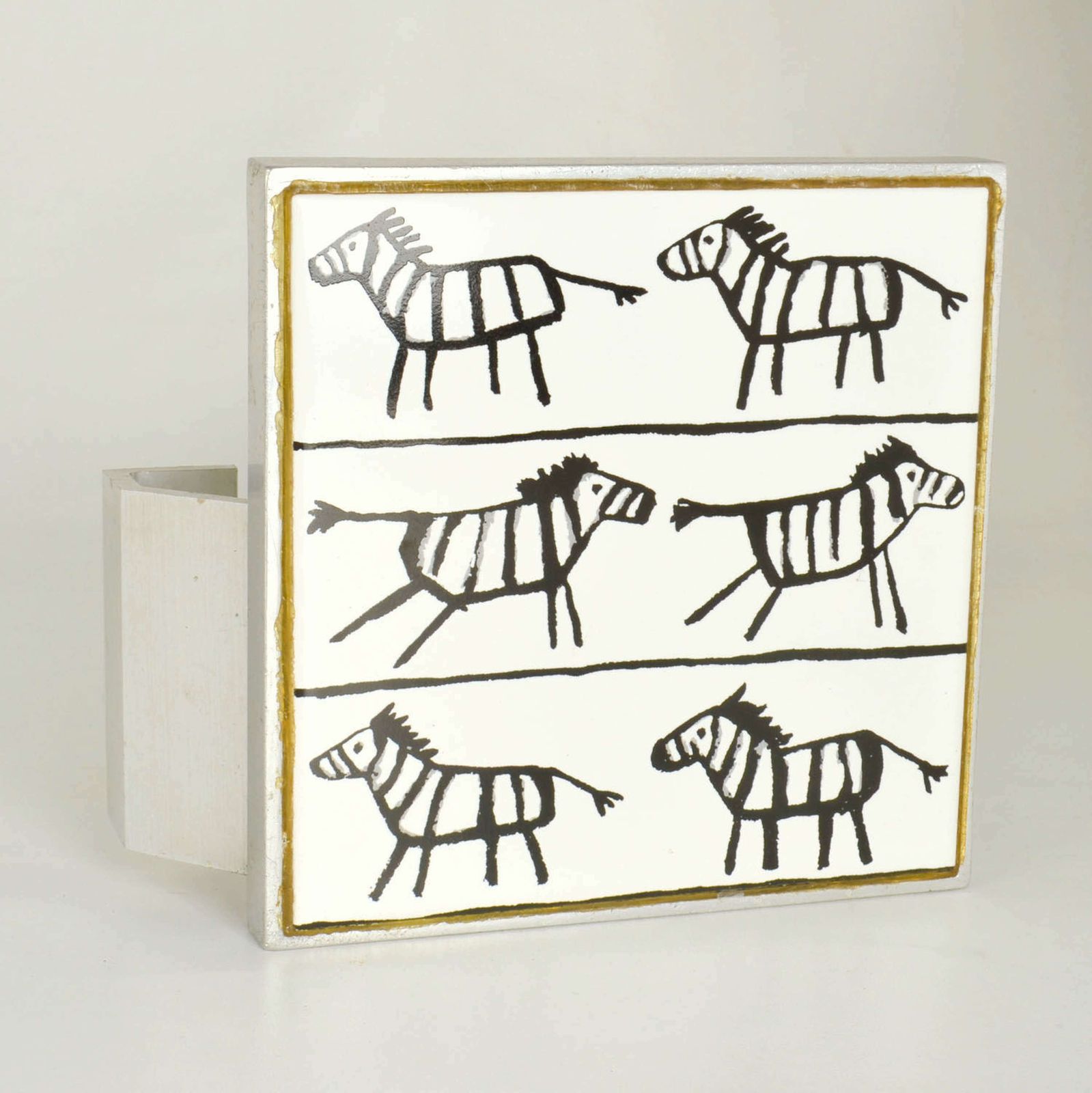 Door Handle Square Ceramic Zebra's In Aluminium photo for sale