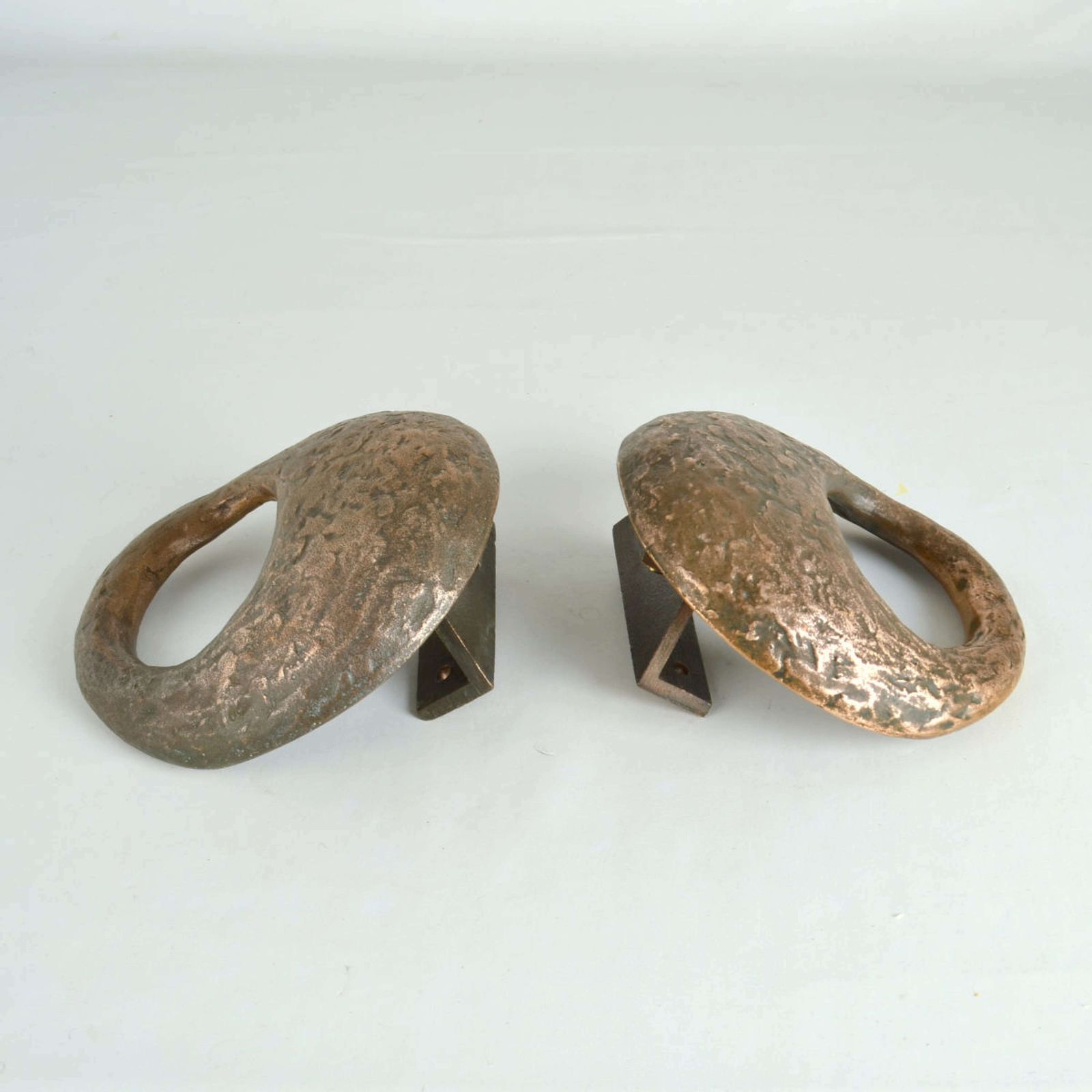 Pair Of Round Bronze Relief Door Handles With Oval Grip photo Home Fixtures