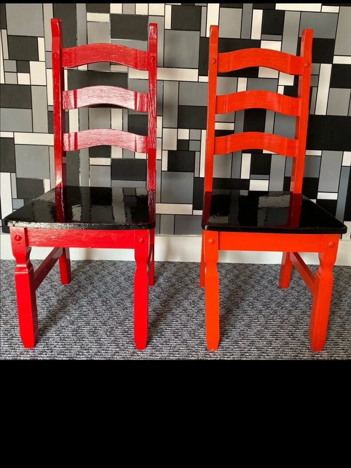 Upcycled ‘Rainbow’ #Blackseat Wood Chairs Hand Painted By Mc Y.  (Limited Edition) photo furniture