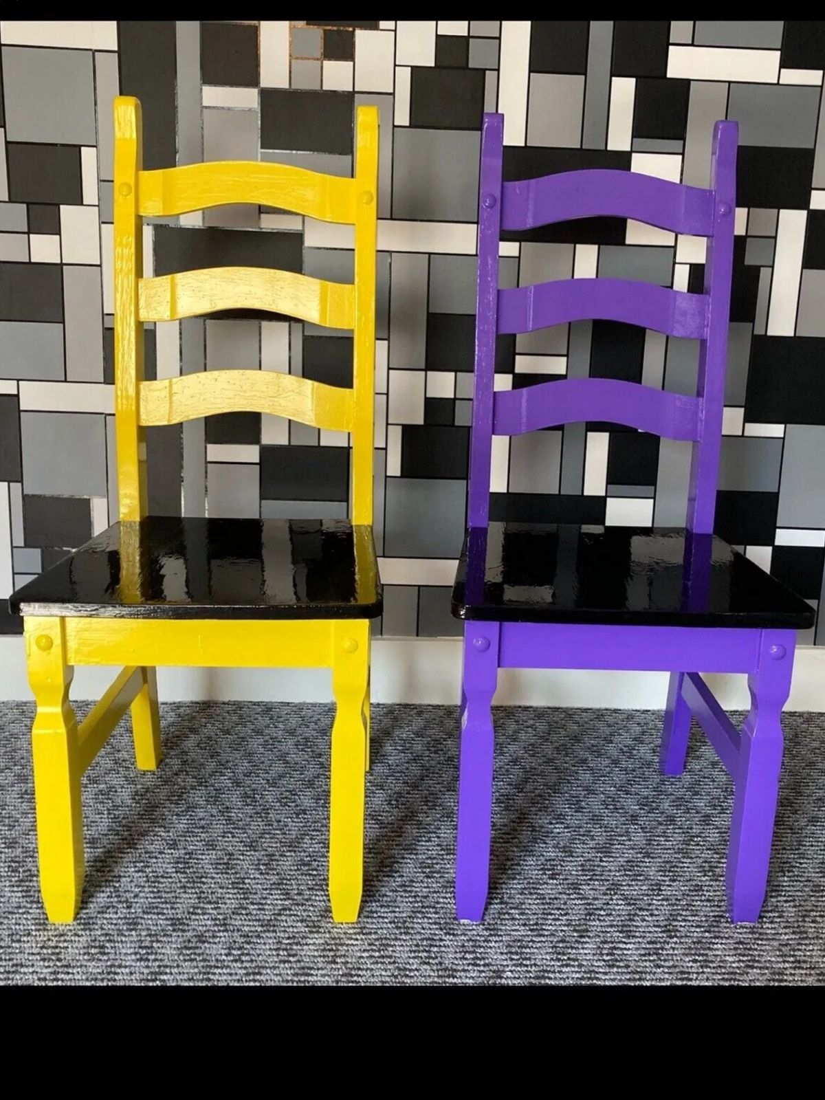 Upcycled ‘Rainbow’ #Blackseat Wood Chairs Hand Painted By Mc Y.  (Limited Edition) photo Furniture