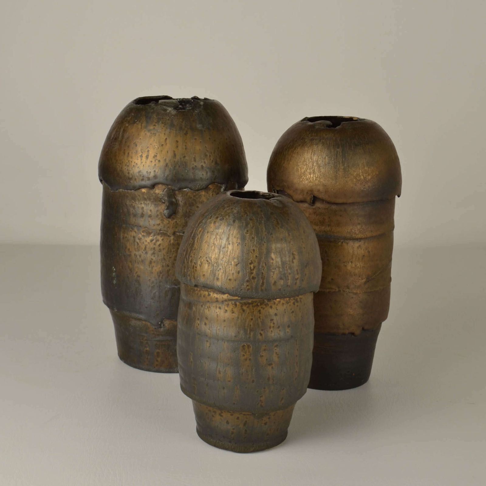 Group Of Bronze Ceramic Vases By Jaan Mobach photo for sale