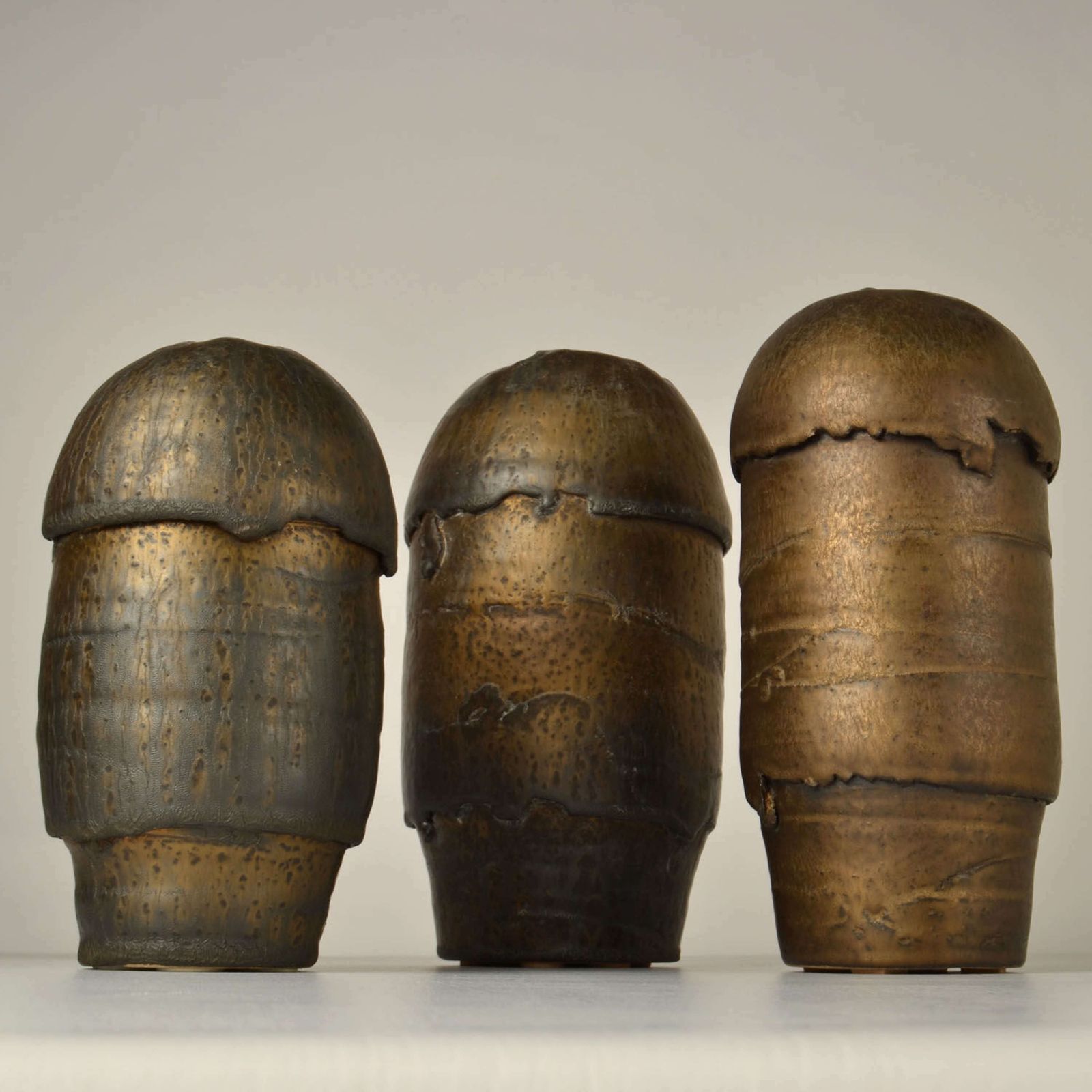 Group Of Bronze Ceramic Vases By Jaan Mobach photo vinterior