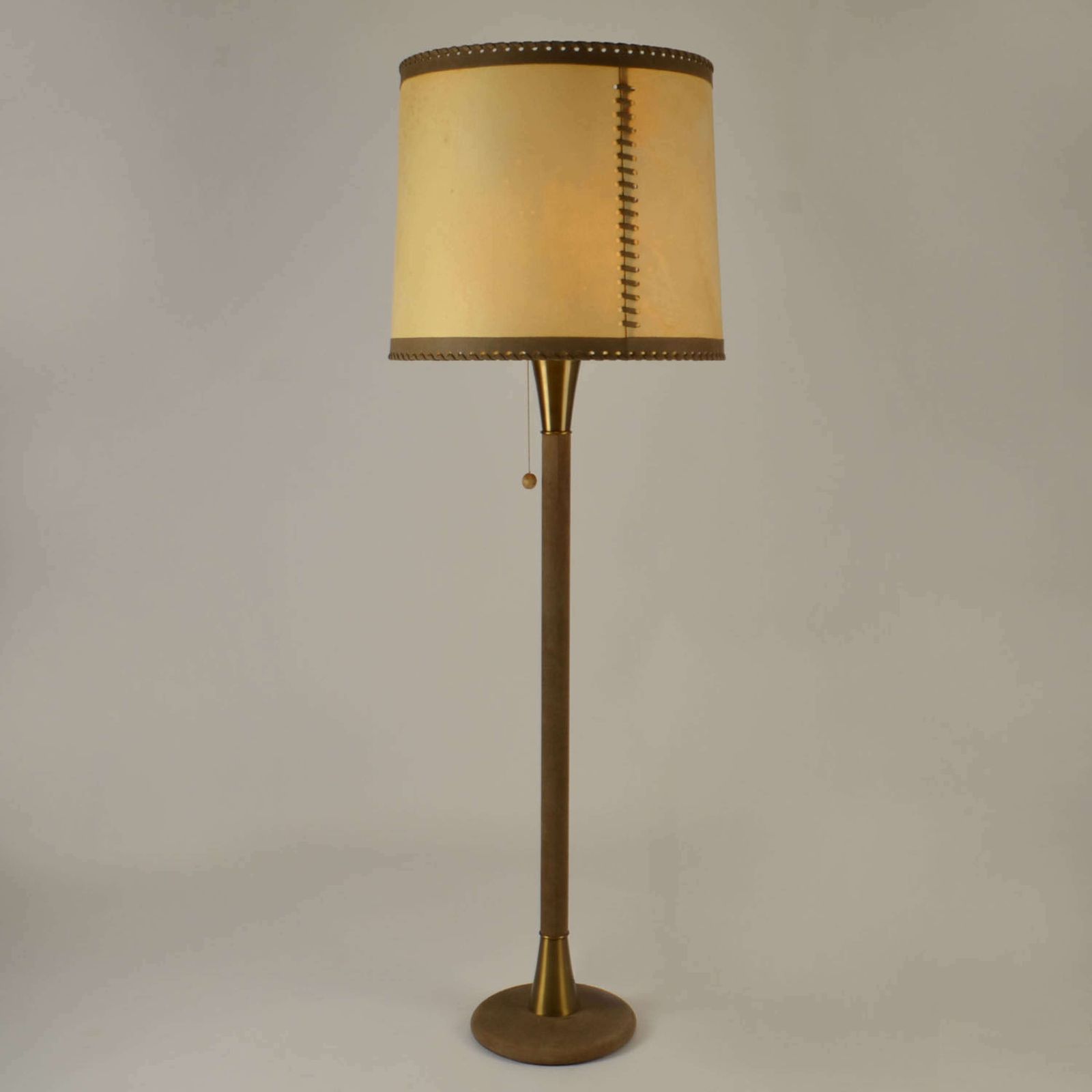 Charlotte Wawer Parchment Leather And Brass Floor Lamp 1960s photo buy