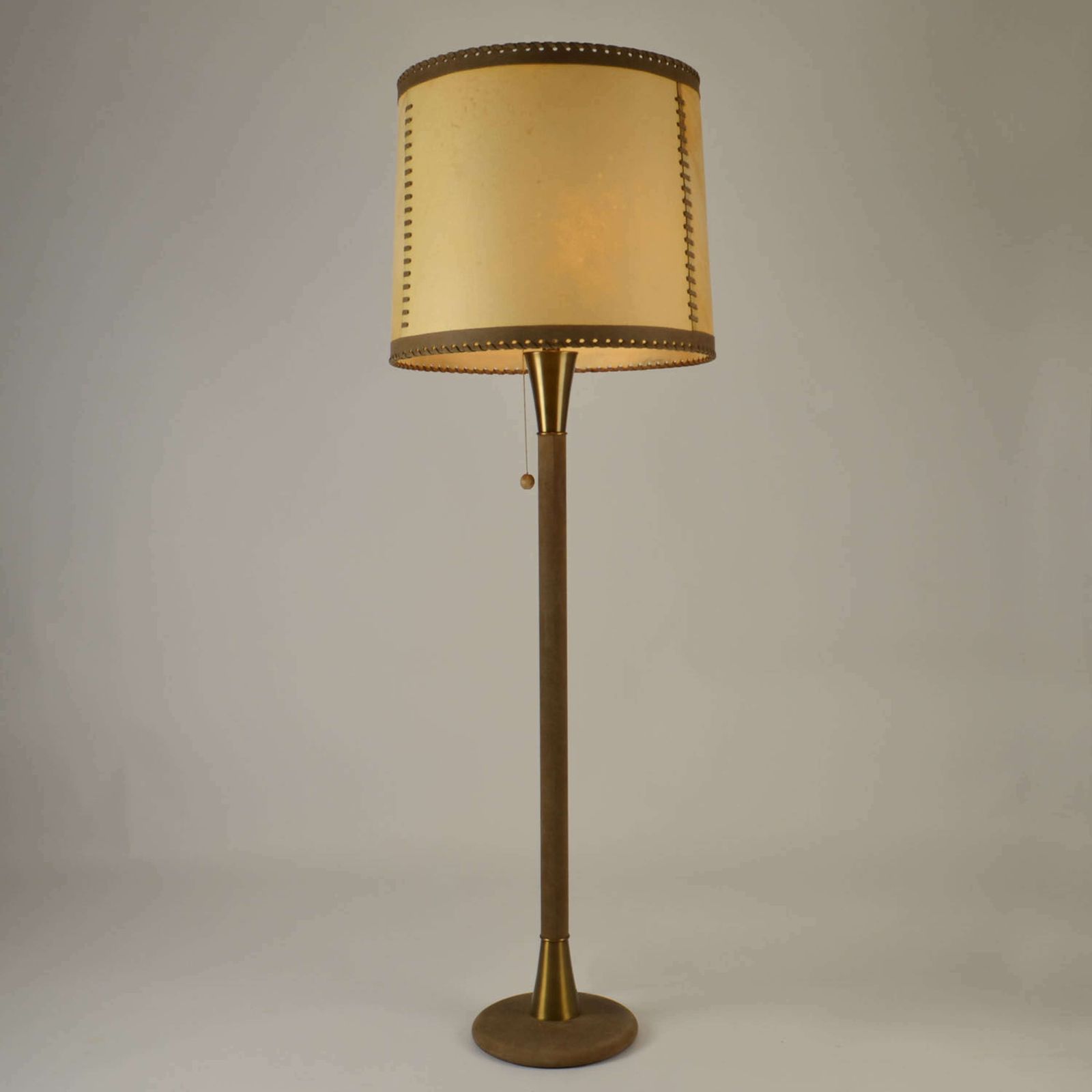 photo furniture Charlotte Wawer Parchment Leather And Brass Floor Lamp 1960s