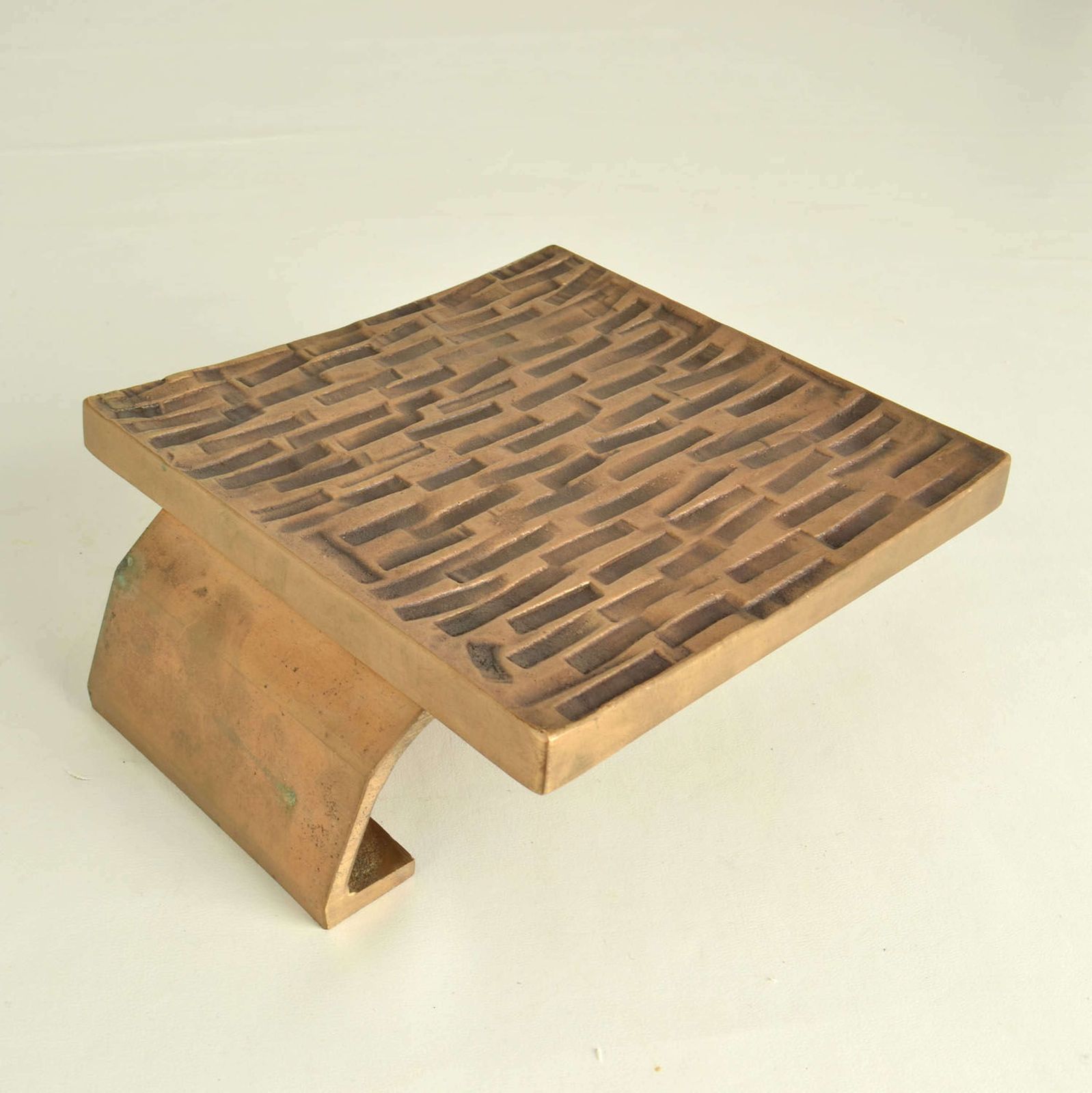 Brutalist Bronze Square Push Pull Door Handles With Embossed Relief photo Home Fixtures