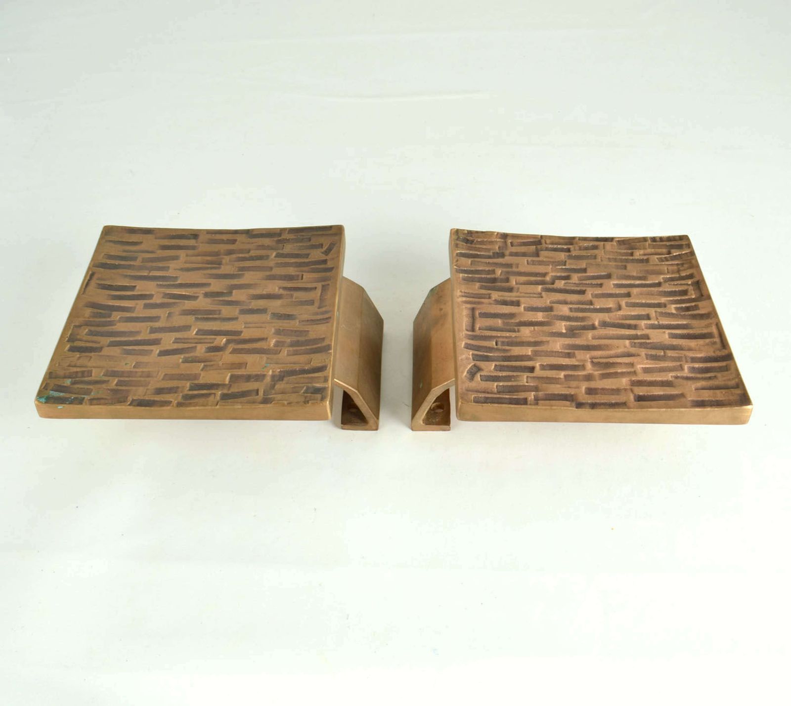 Brutalist Bronze Square Push Pull Door Handles With Embossed Relief photo buy