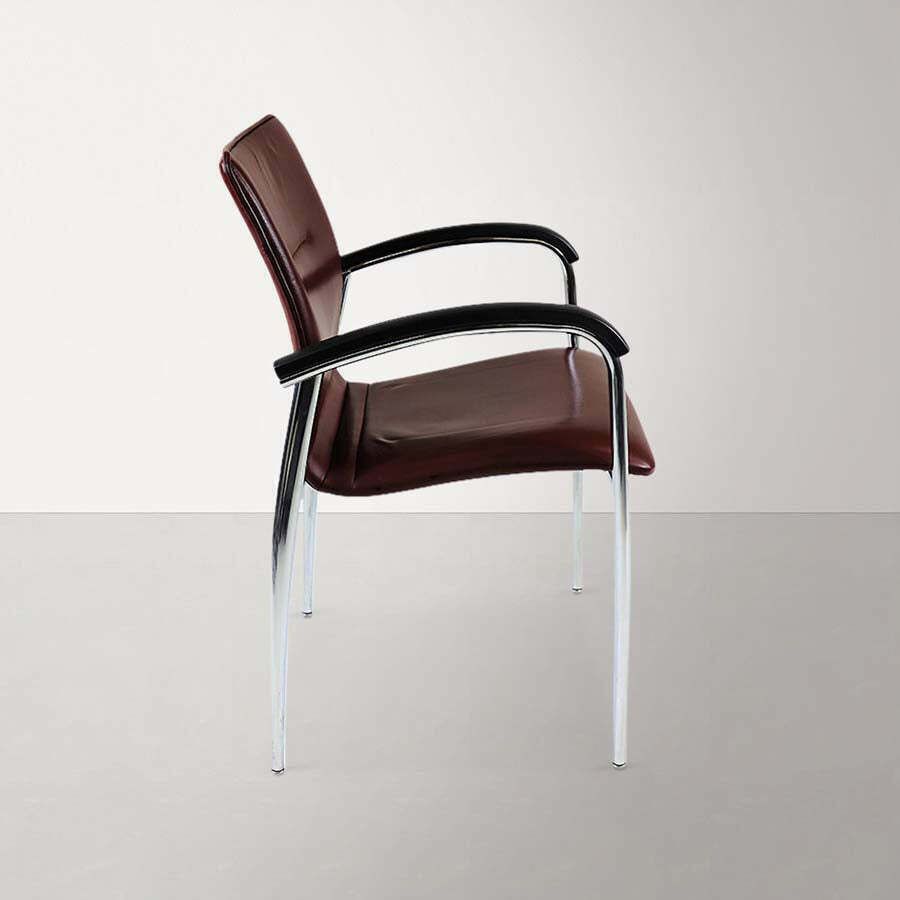 Brunner: Fina Meeting Chair Original Burgundy Leather   Refurbished photo furniture