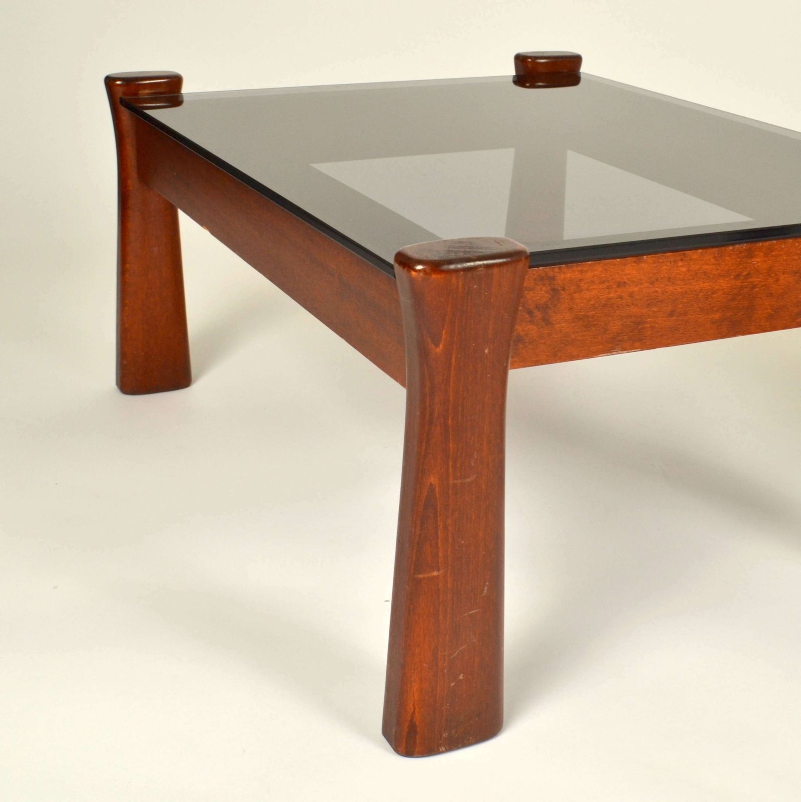 Oak Side Tables With Tinted Glass Top 1970 Italy photo 1250.0