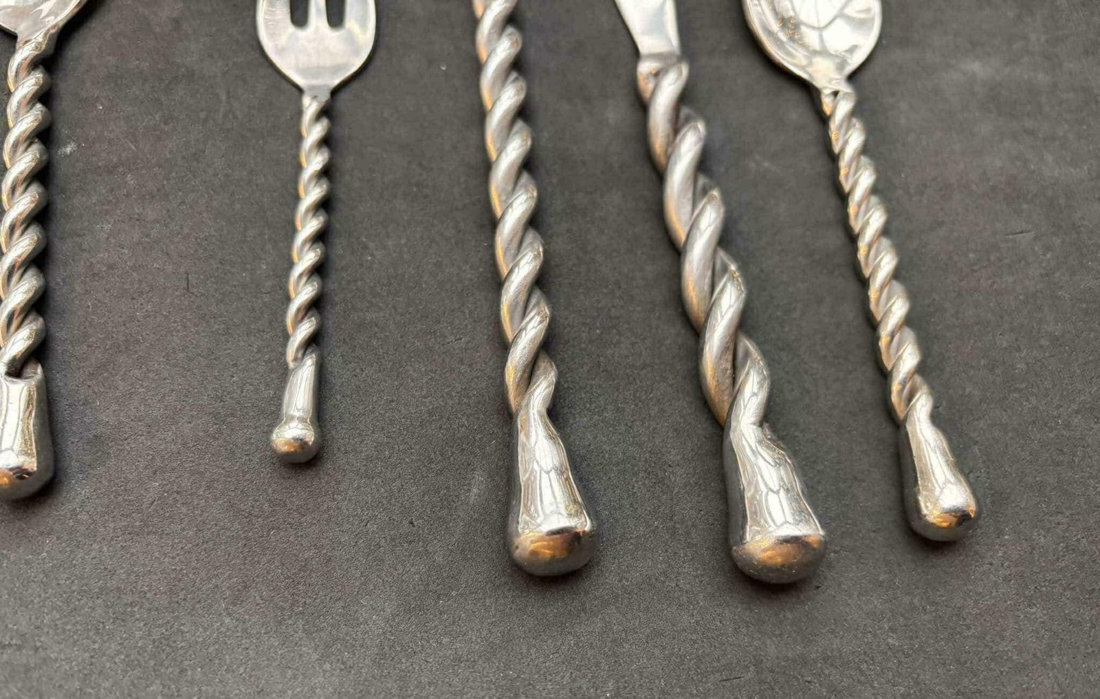 Set Of 8 Flatware Forged Cutlery French Spare Twisted Brutalist Decor Medieval Style Gift Postmodern Replacement Single Flatware photo buy